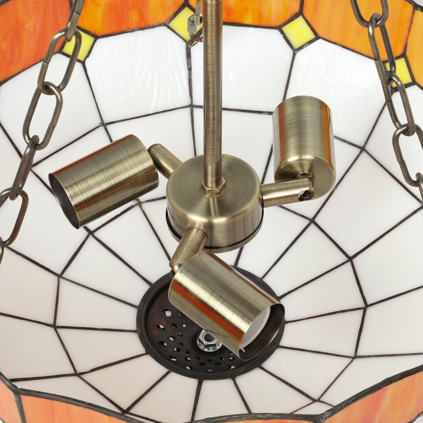 HOMCOM Tiffany Style Ceiling Light Vintage Chandelier With 3 E27 Sockets Semi Flush Mount For Living Room
