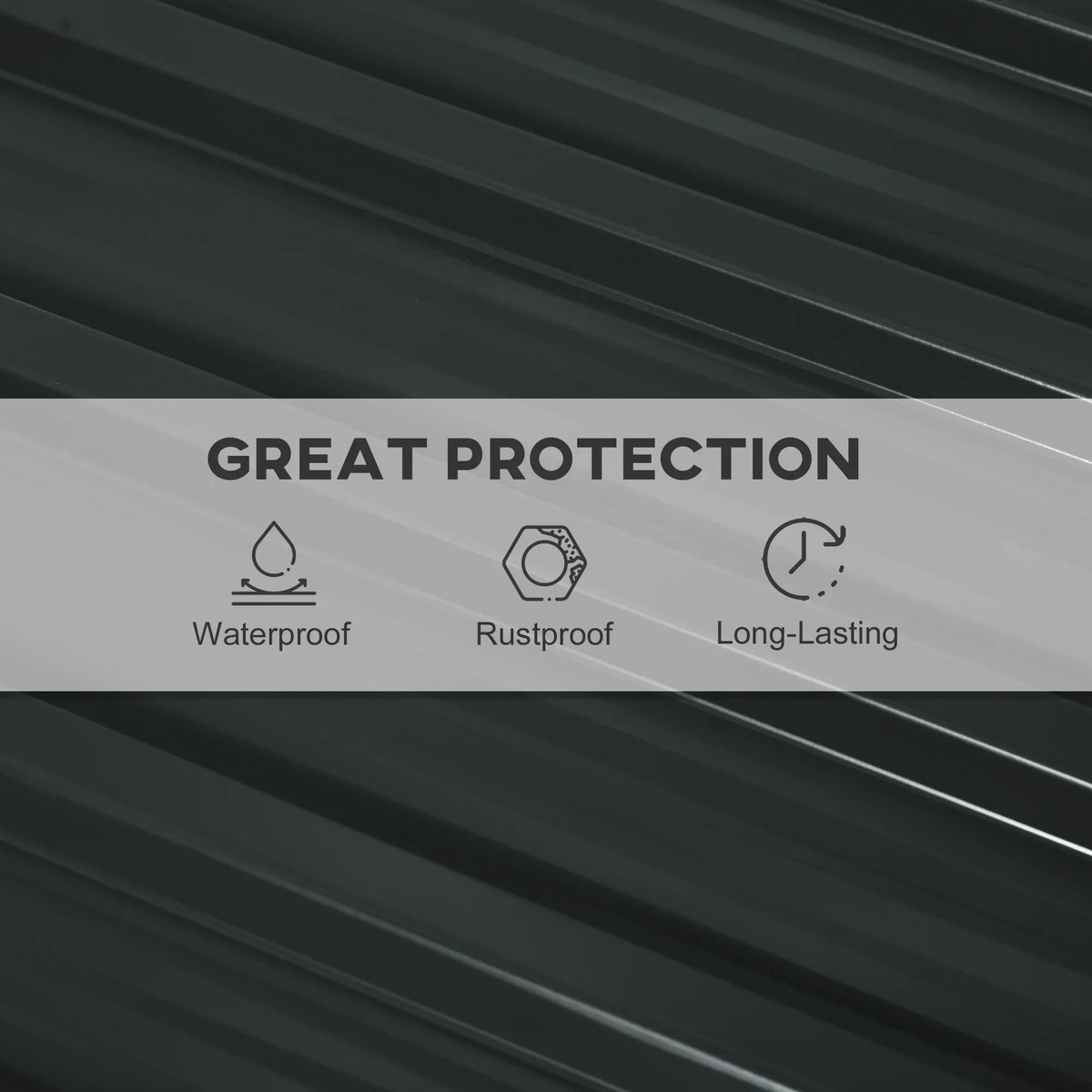 Dark grey corrugated metal roofing sheet with protective coating, waterproof and rustproof