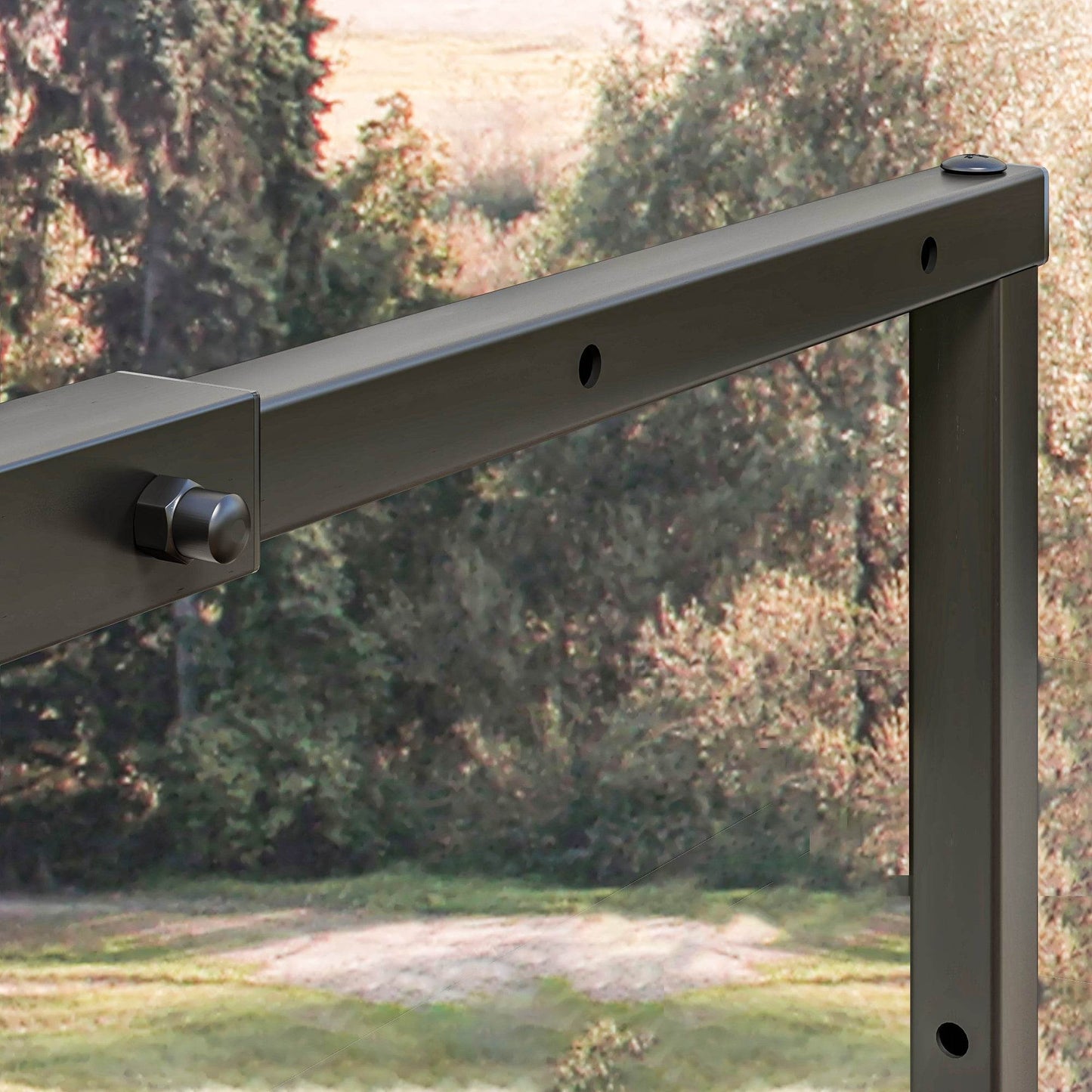 Outsunny Adjustable Metal Firewood Log Rack with Hooks - Indoor/Outdoor Storage, Black, 40-65 x 25 x 100-150 cm - ALL4U RETAILER LTD