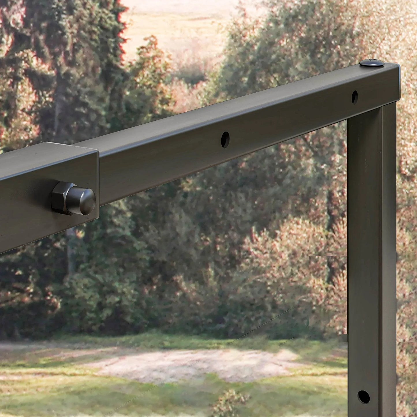 Outsunny Adjustable Metal Firewood Log Rack with Hooks - Indoor/Outdoor Storage, Black, 40-65 x 25 x 100-150 cm - ALL4U RETAILER LTD