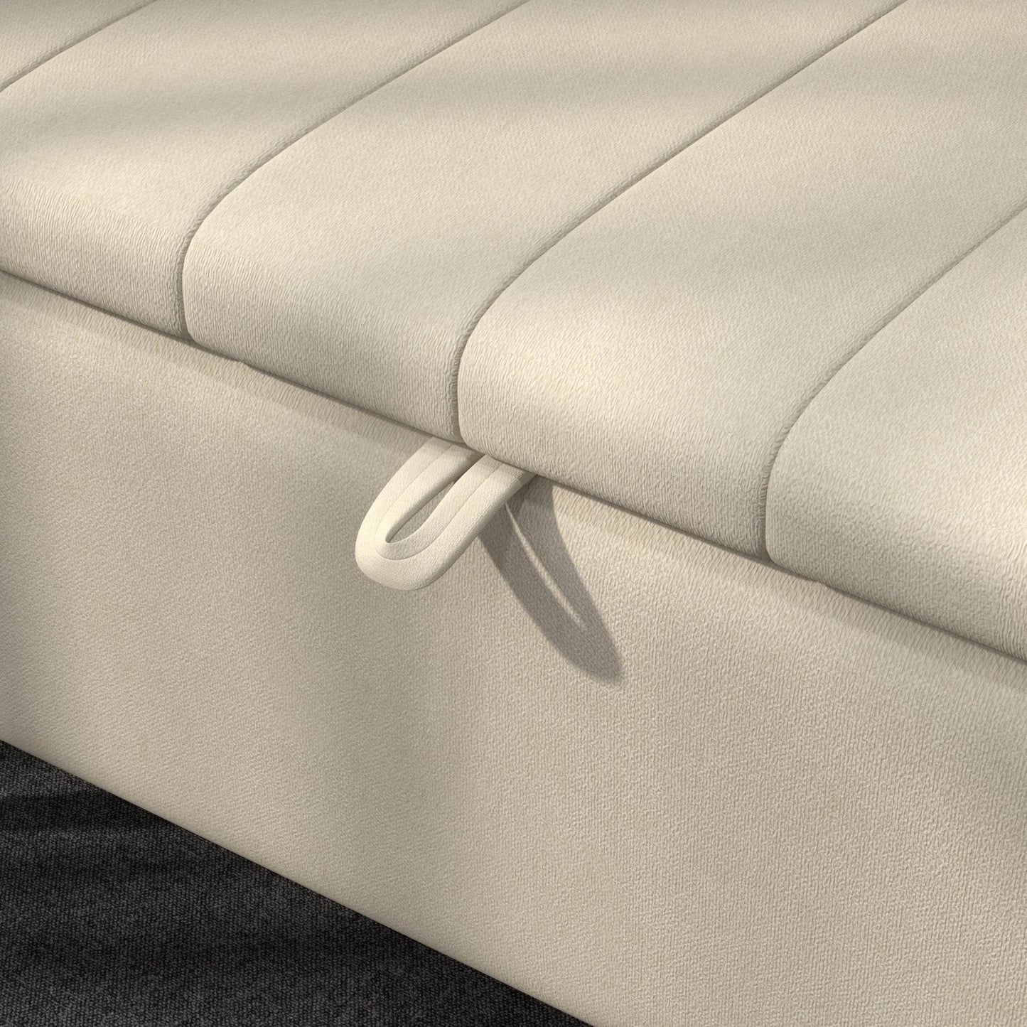 Versatile Cream White Linen Fabric Storage Bench Ottoman with Padded Lid - ALL4U RETAILER LTD