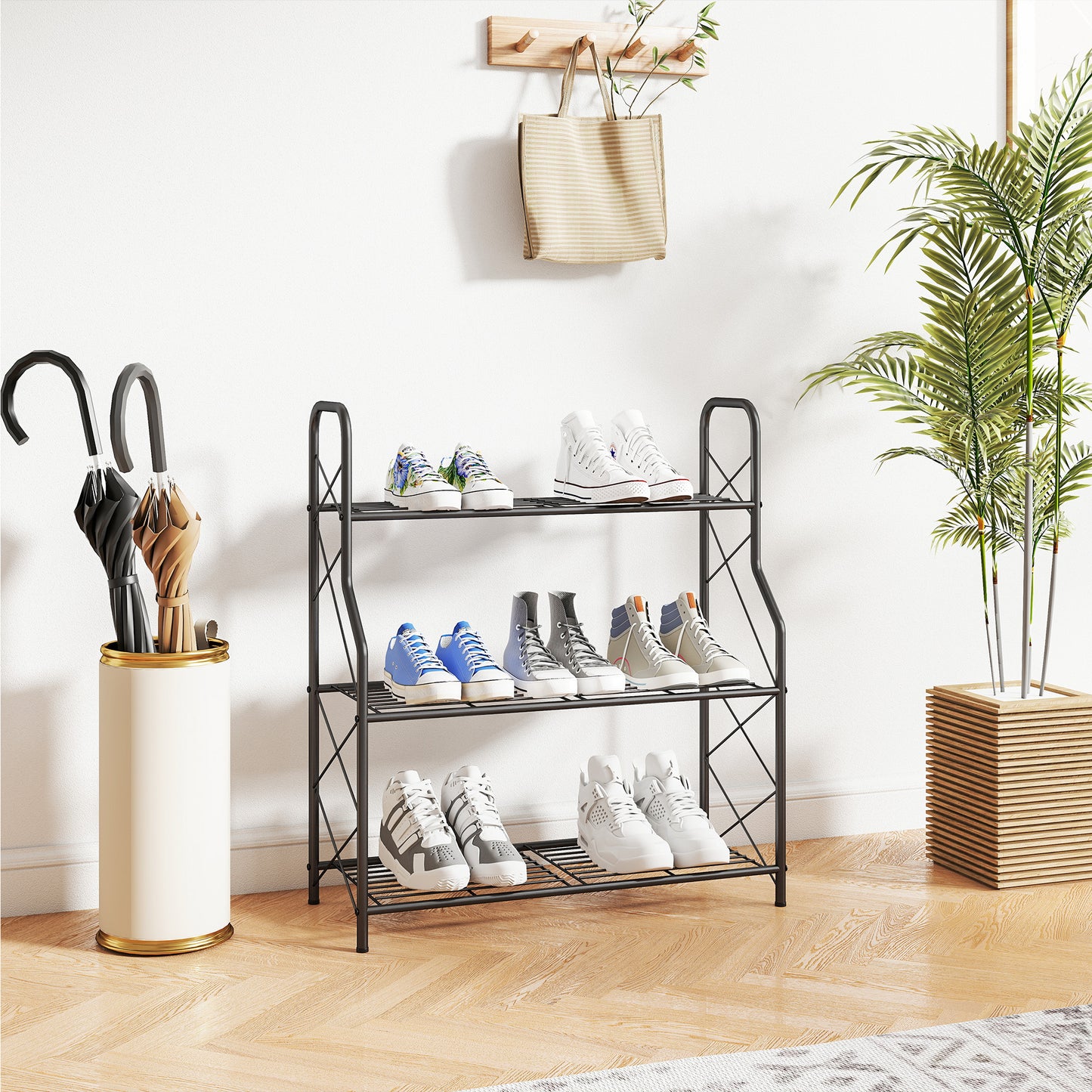 Outsunny 3 Tier Metal Plant Stand Heavy Duty Ladder Shelf Potted Plants Display Rack Indoor Outdoor Flower Pot Holder