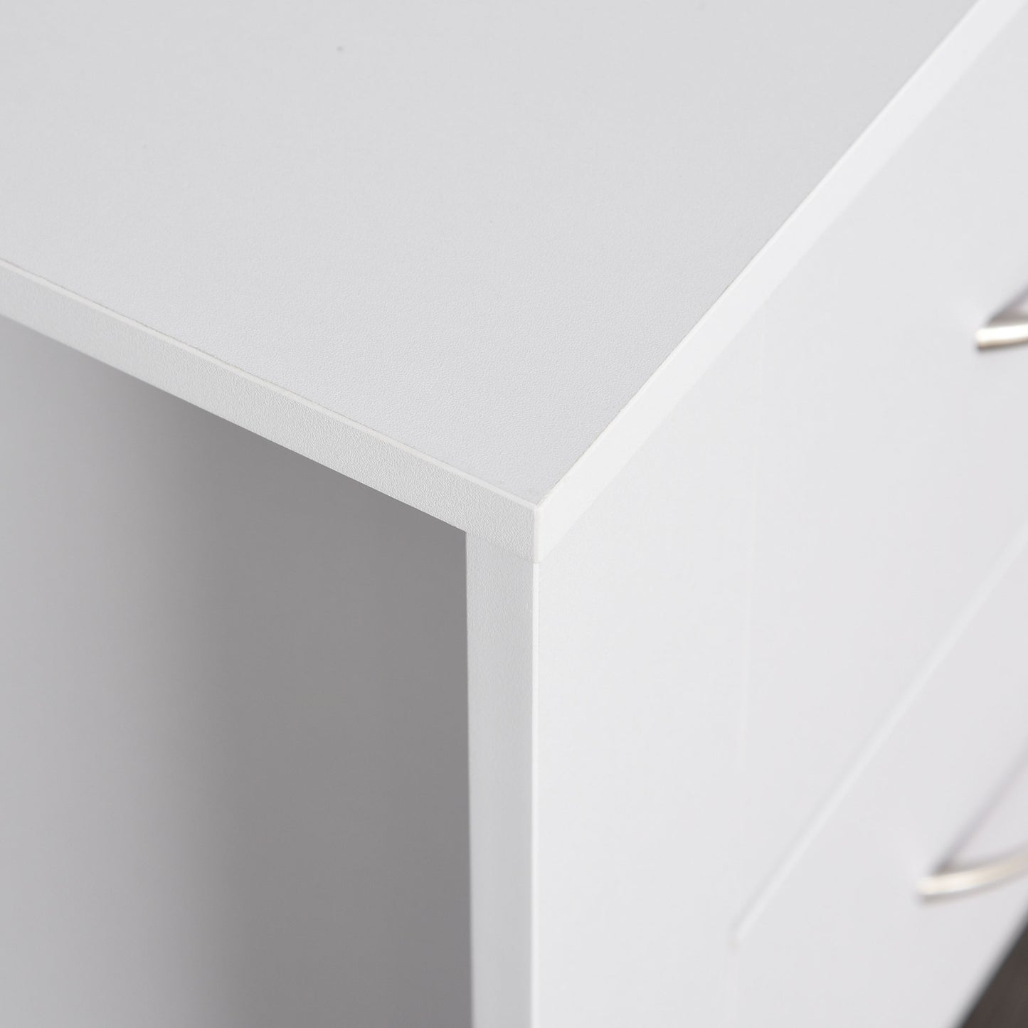 HOMCOM Bedside Table Set Of 2 With 2 Drawers And Handles Elevated Base White Melamine Finish