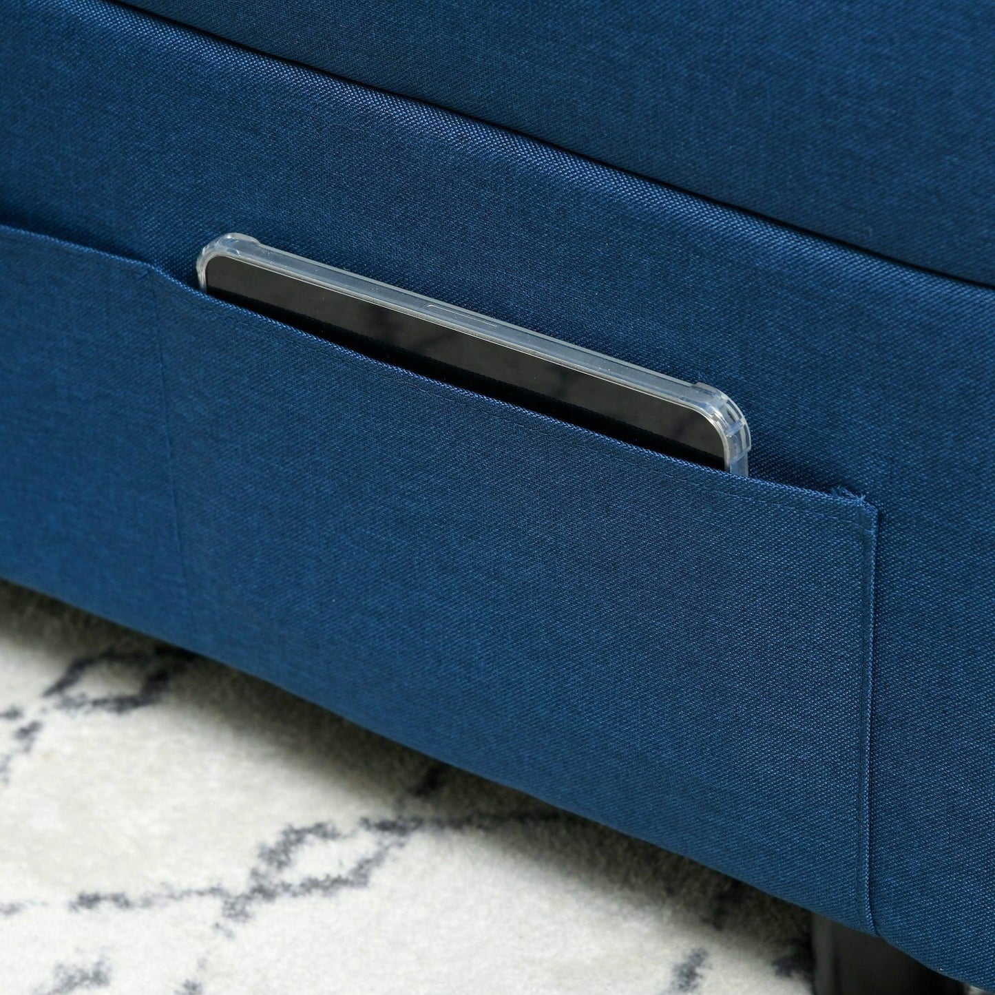 HOMCOM Convertible Chair Bed w/ Padding Seat, 3-in-1 Multi-Functional Sleeper Chair Bed, Recliner w/ Adjustable Backrest, Wheels and Pillow, Blue - ALL4U RETAILER LTD