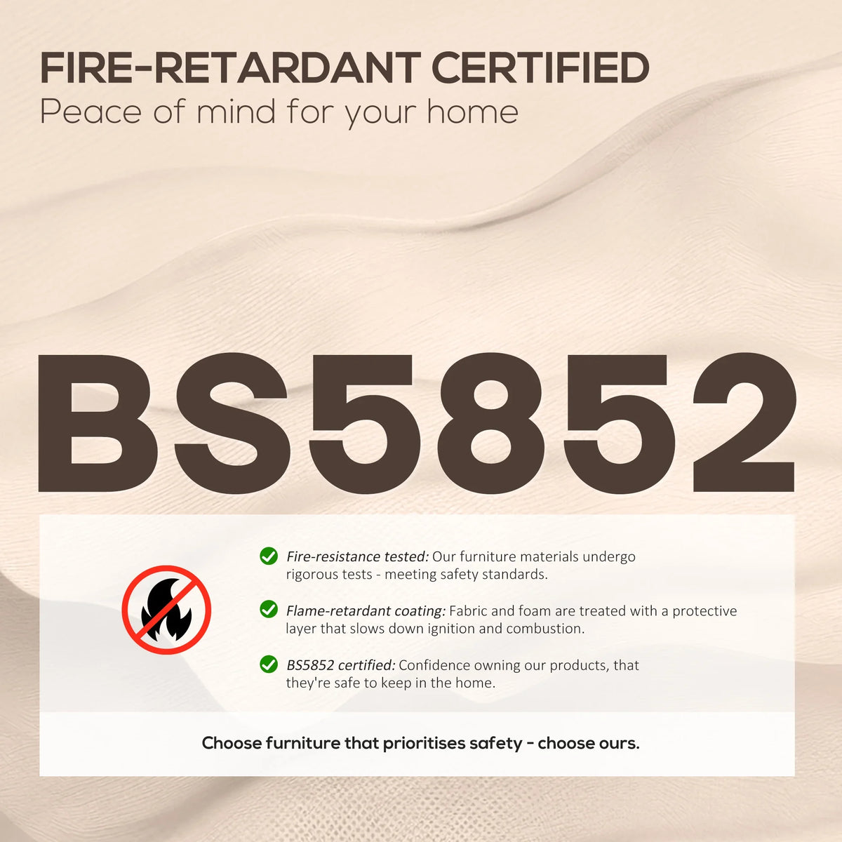 Fire-retardant upholstered fabric for lift recline armchair