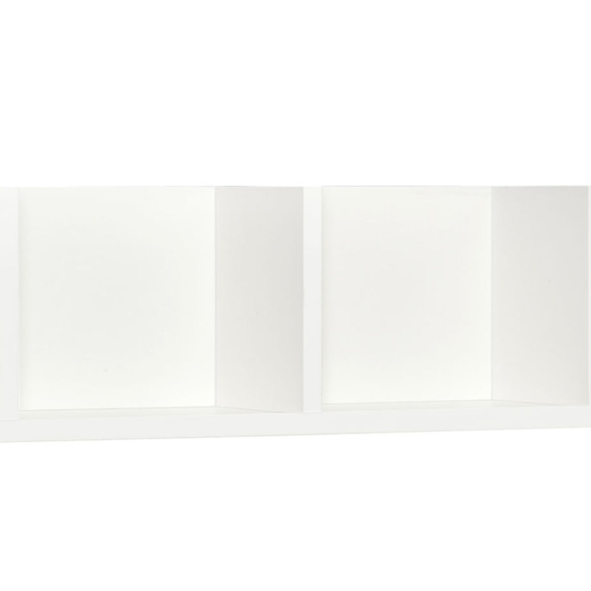 White open cubby shelf panel with four square compartments