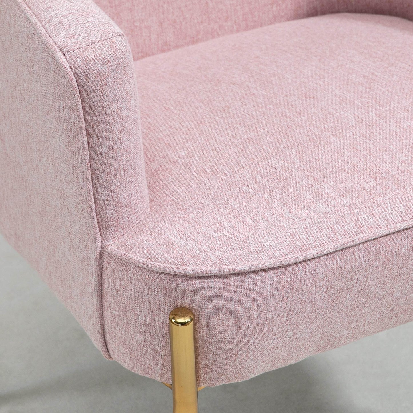 HOMCOM Set of 2 Pink Modern Accent Chairs with Gold Metal Legs and Soft Padded Seats for Living Room, Bedroom, and Cafe - ALL4U RETAILER LTD