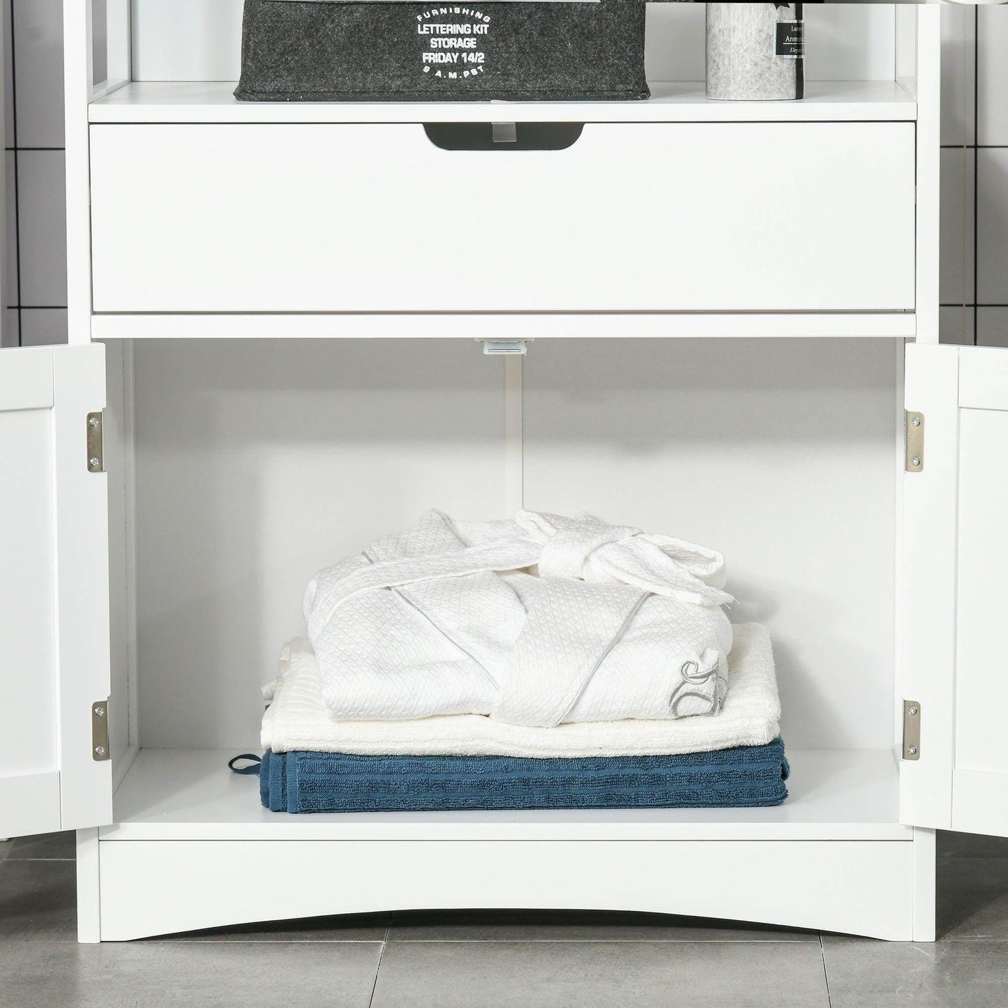 Kleankin Bathroom Cabinet: White Floor & Kitchen Storage - ALL4U RETAILER LTD