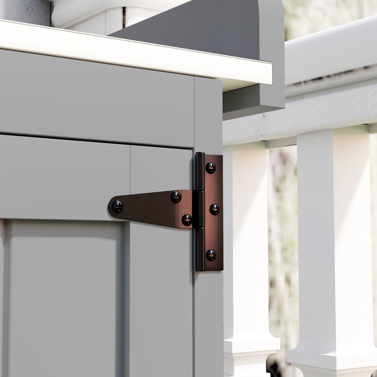 Outsunny Wooden Garden Shed With Hinged Roof And Shelf Outdoor Garden Tool Storage Cabinet With Double Doors Grey