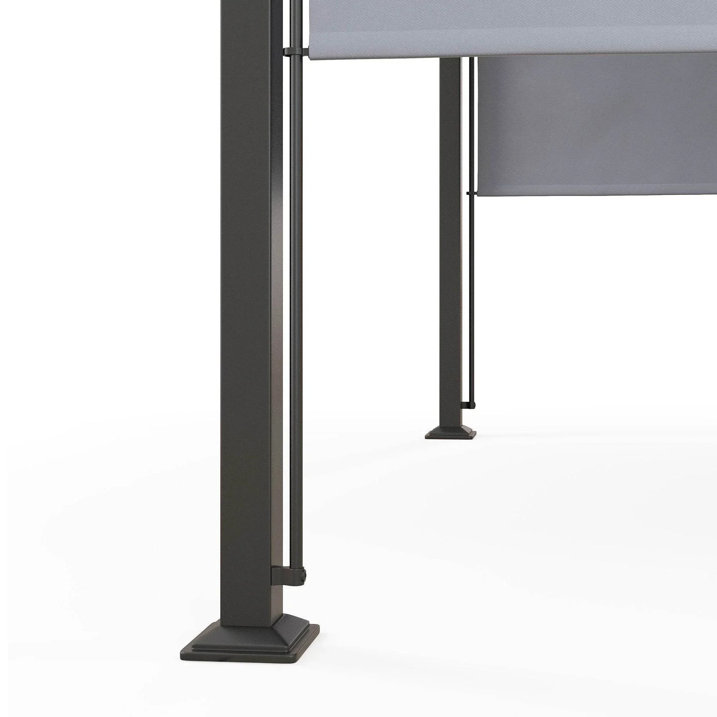 Outsunny Adjustable Canopy Garden Pergola - 3x3m Outdoor Metal Gazebo with Sun Shade, Grey - ALL4U RETAILER LTD