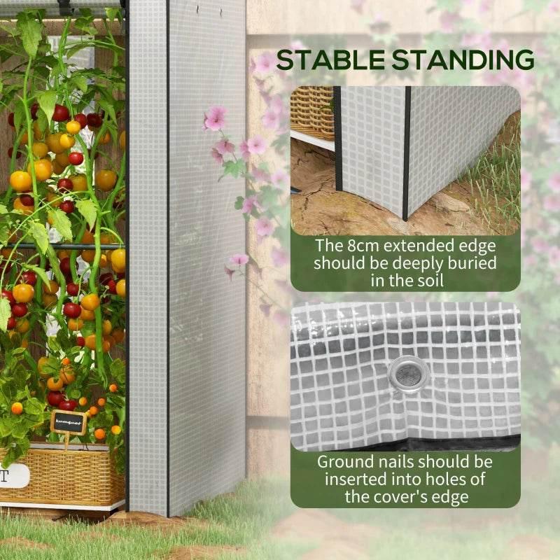 Mini greenhouse corner with ground edge and anchor guidance for stable standing