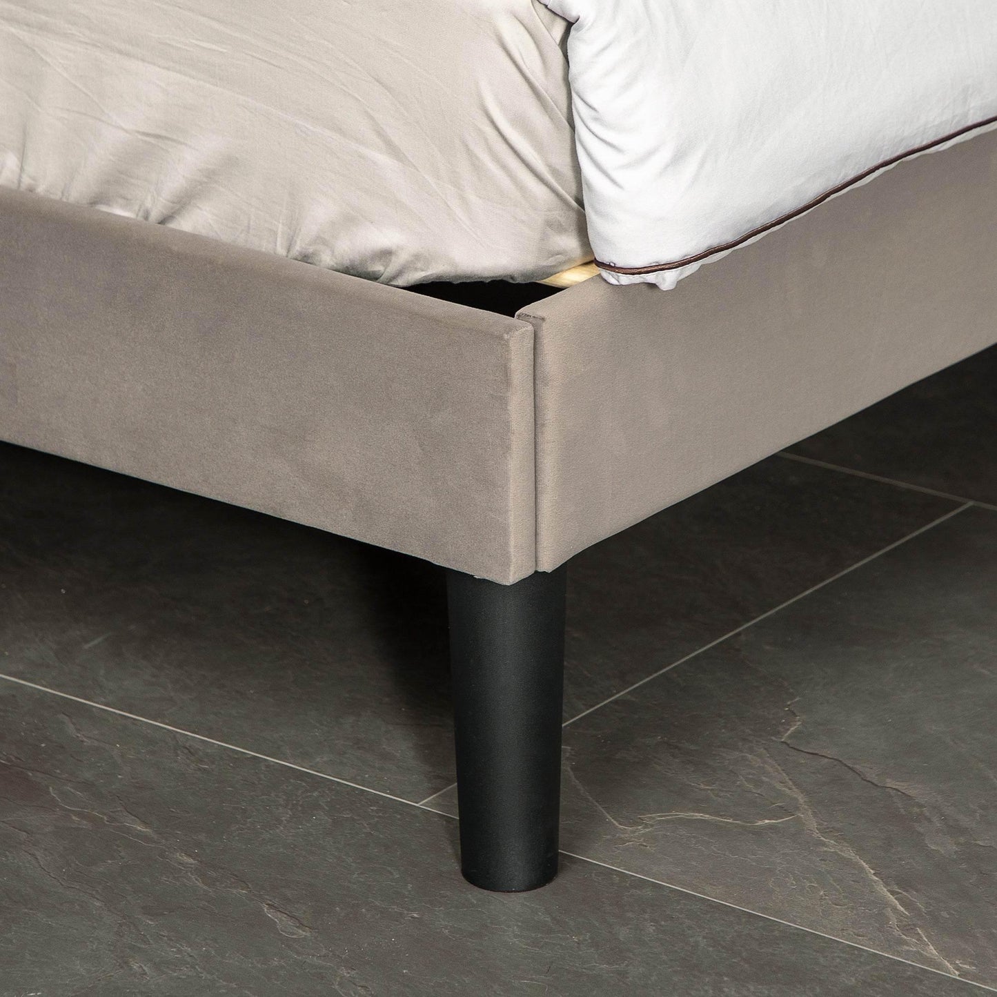 HOMCOM Adjustable Grey Velvet Double Bed Frame with Headboard - ALL4U RETAILER LTD