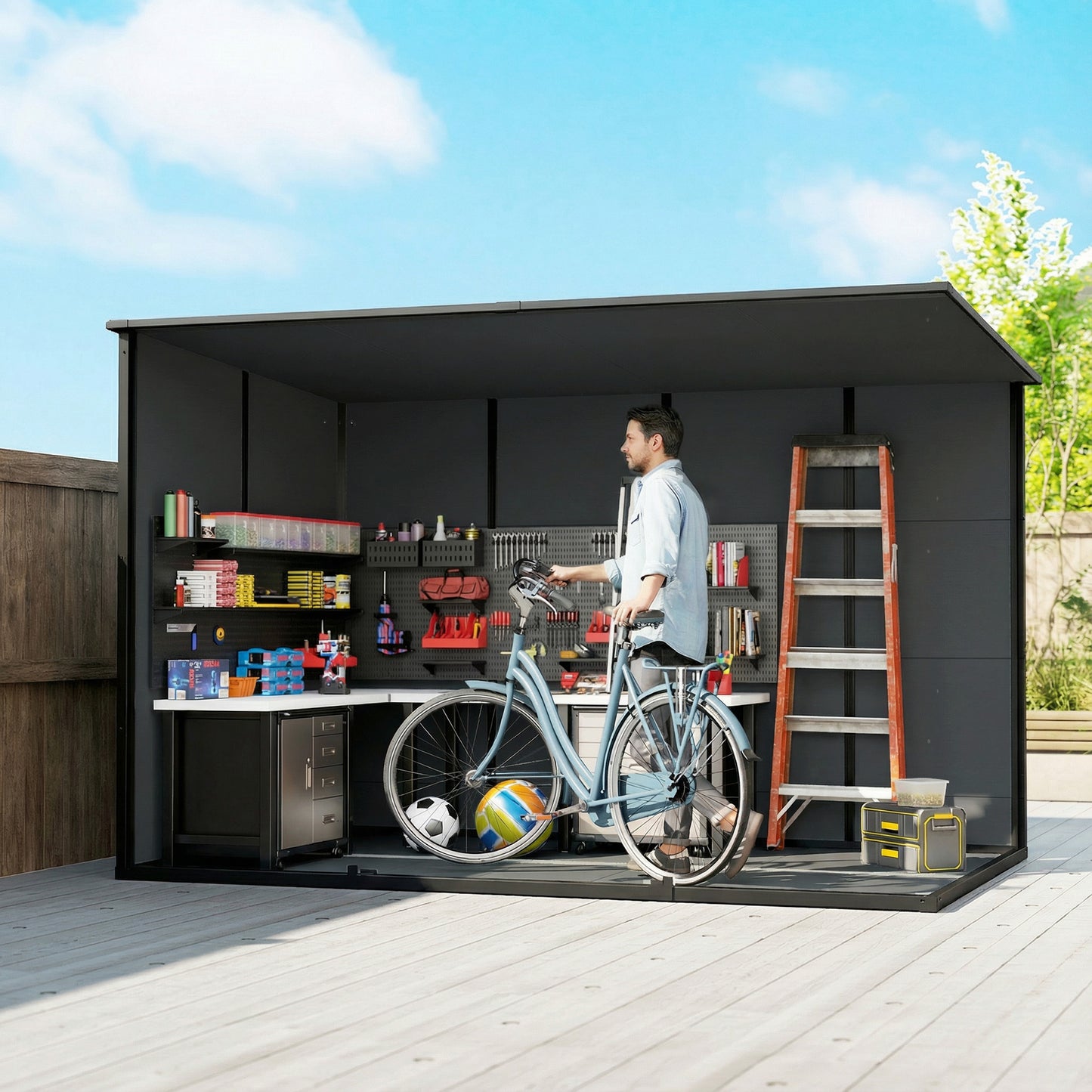 Outsunny 10x6 Ft Resin Garden Shed Outdoor Storage Shed With Floor Windows Lockable Doors And Vents Dark Grey
