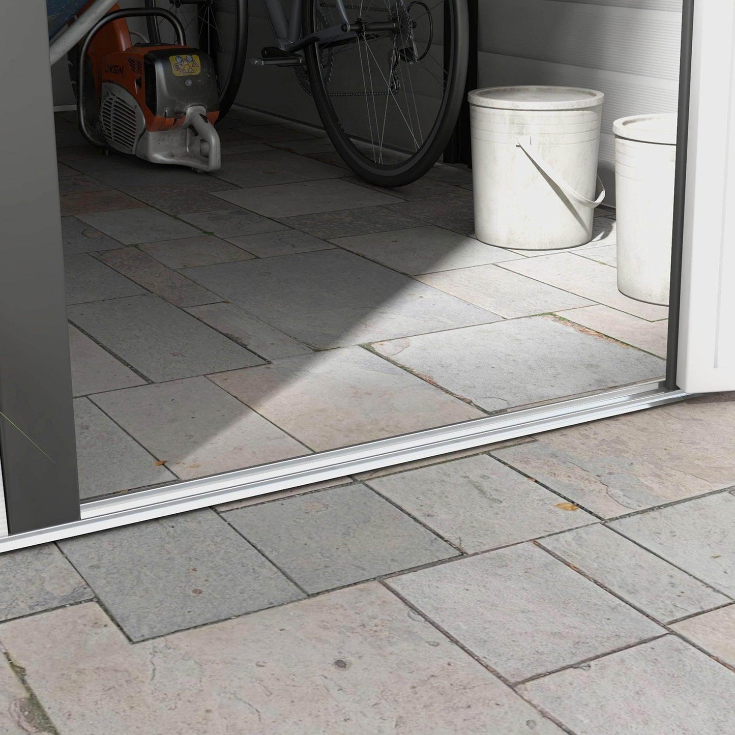 Outsunny 9x 6FT Metal Outdoor Garden Shed, Galvanised Tool Storage Shed w/ Sloped Roof, Lockable Door for Patio Lawn, Dark Grey - ALL4U RETAILER LTD