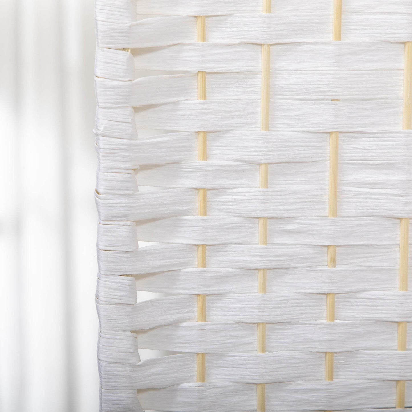 HOMCOM Elegant 4-Panel Folding Room Divider, Stylish Privacy Screen for Living, Bedroom, and Office Use, 160 x 170cm, White - ALL4U RETAILER LTD