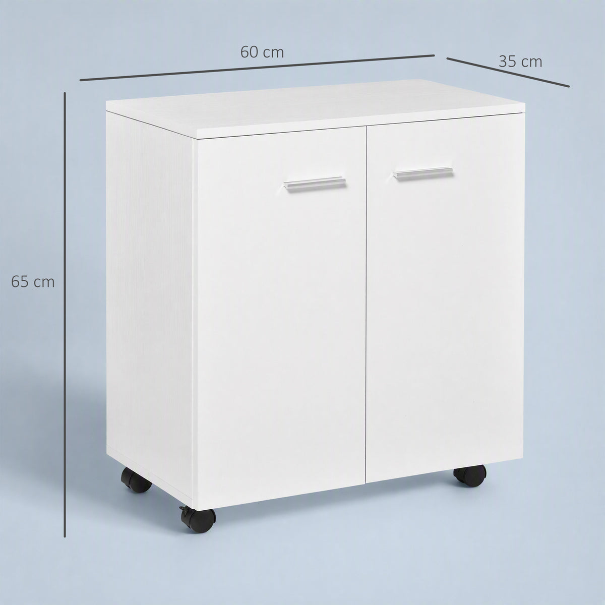 Homcom Mobile Sideboard Cabinet With Two Doors And Internal Shelf White