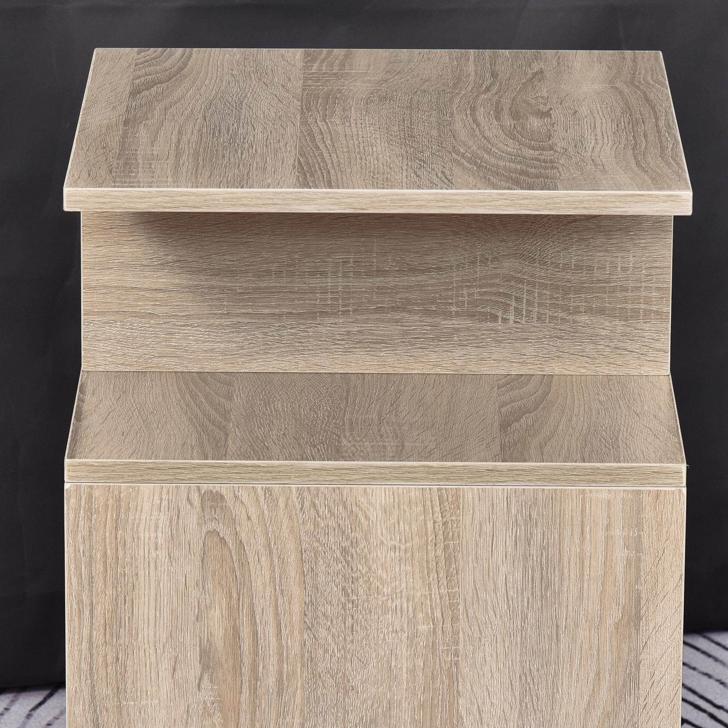 HOMCOM Set of 2 3-Tier Oak End Tables with Open Shelves for Living Room & Office Organization - ALL4U RETAILER LTD