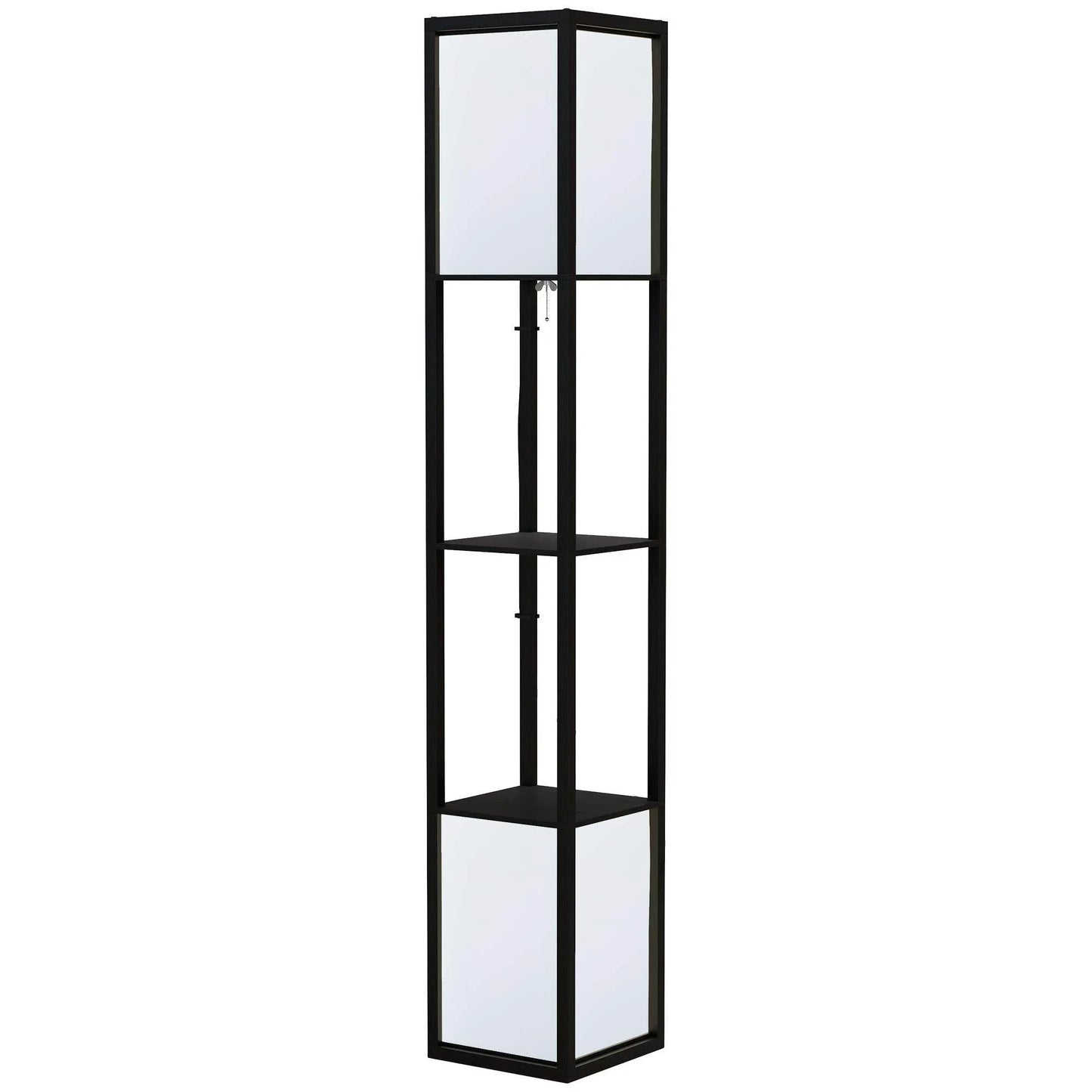 HOMCOM Modern Shelf Floor Lamp, Dual Ambient Light, 156cm, Black - ALL4U RETAILER LTD