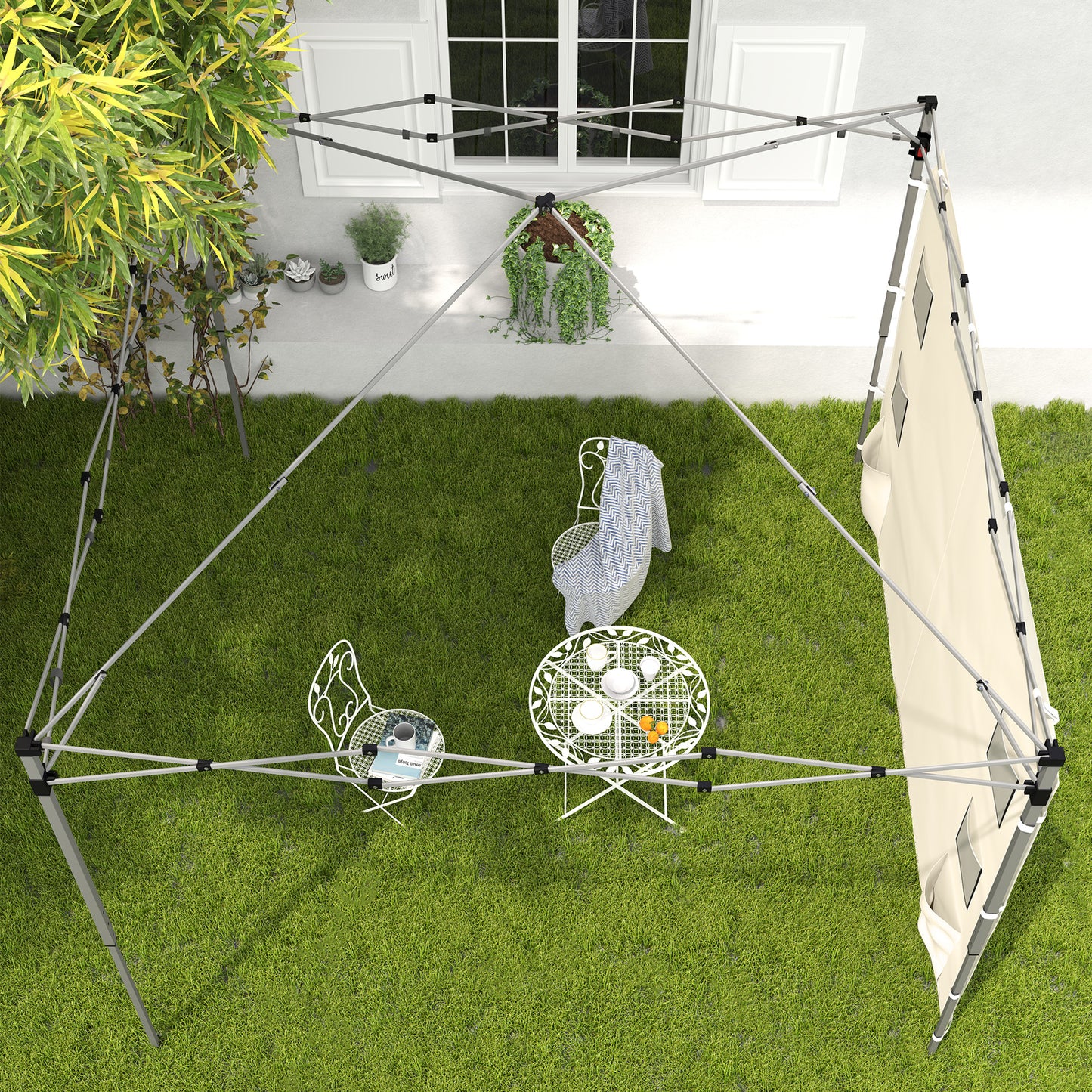 Outsunny Replacement Gazebo Sidewall 195 x 295cm Beige for 3 x 3 m Gazebo Durable Oxford Fabric