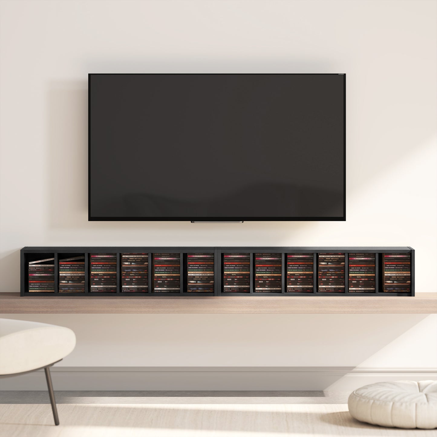 HOMCOM Set Of 2 CD Media Display Shelf Units Tower Rack With Adjustable Shelves Black