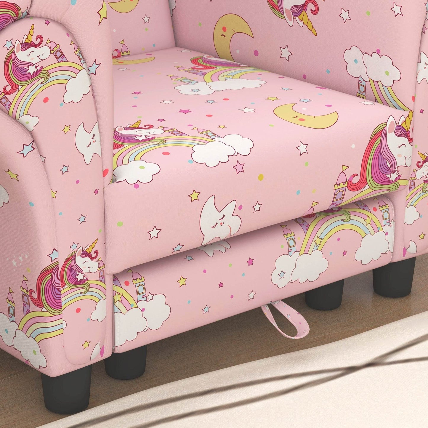 AIYAPLAY Unicorn-Themed 2-Piece Kids Sofa Set with Wooden Frame for Ages 1.5-3, Pink - ALL4U RETAILER LTD