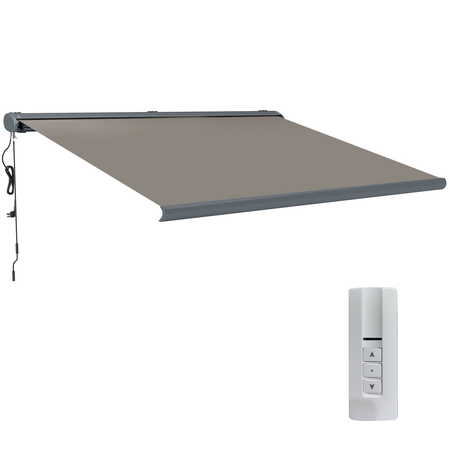 Outsunny 4x3m Full Cassette Electric Awning With Remote Control Aluminium Frame UPF50 Plus Sun Shade Canopy Light Grey