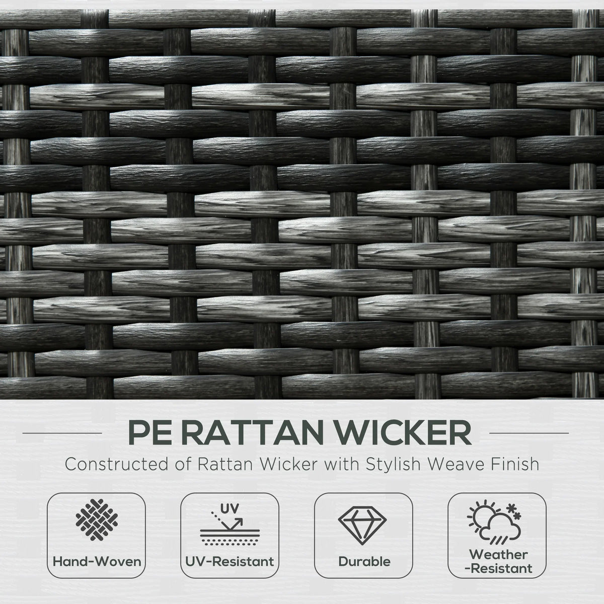 Dark gray rattan wicker weave texture close-up