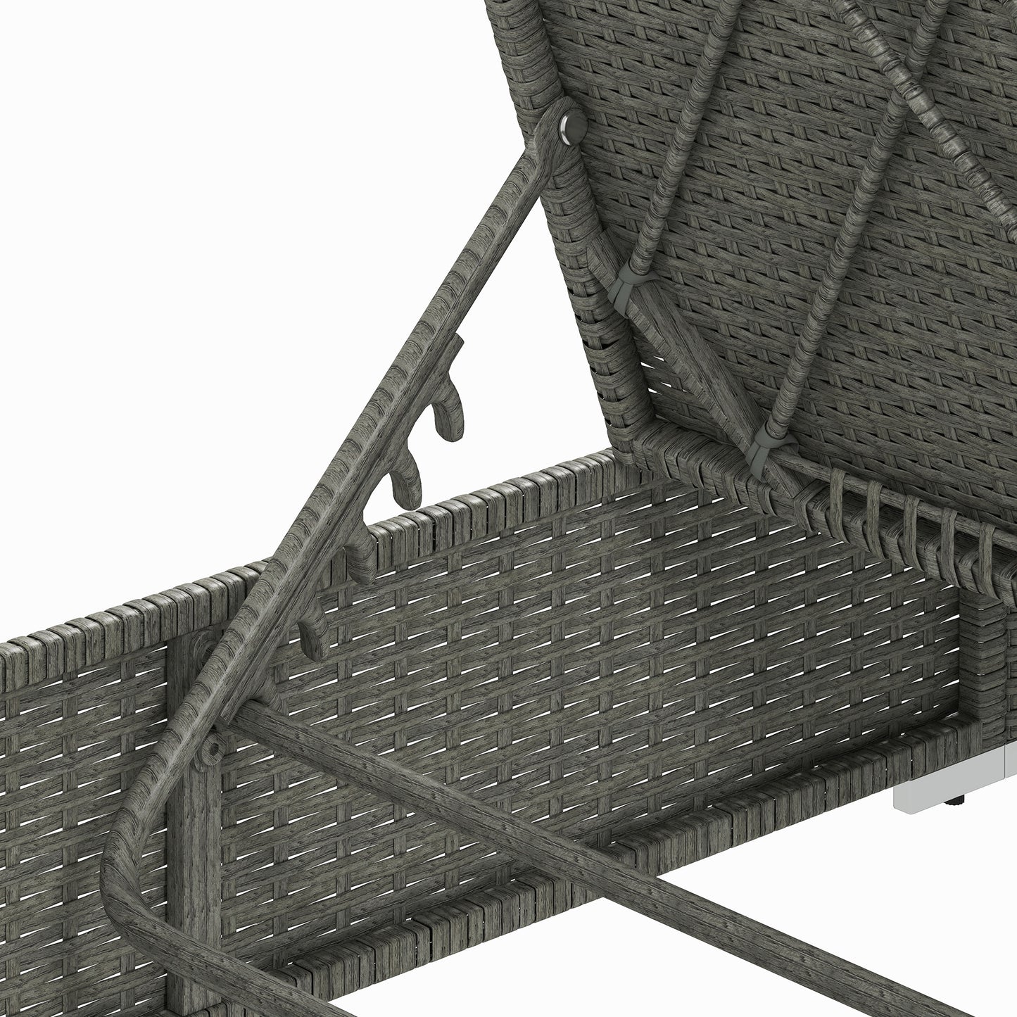 Outsunny Rattan Sun Lounger Five Position Reclining Garden Lounger With Cushion Light Grey