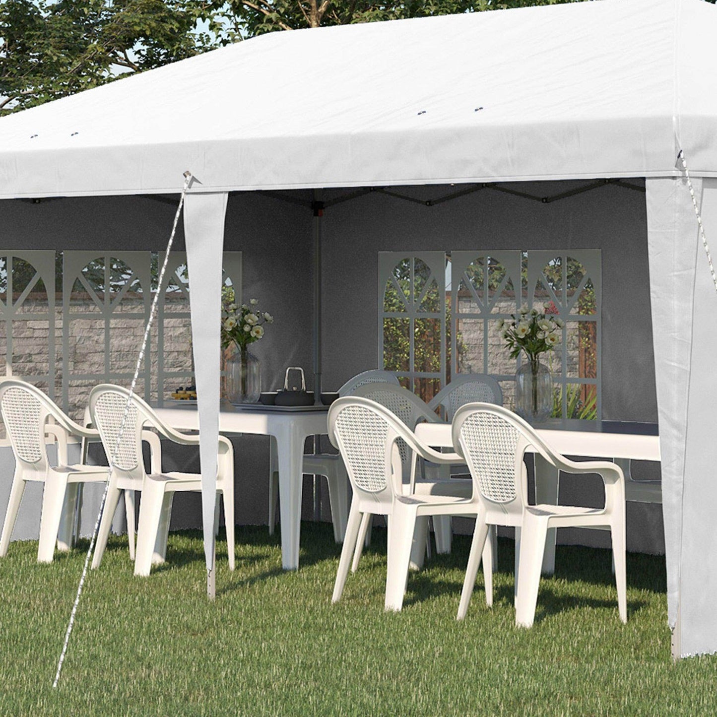 Outsunny 3 x 6m Heavy Duty Gazebo Marquee Party Tent with Storage Bag White - ALL4U RETAILER LTD