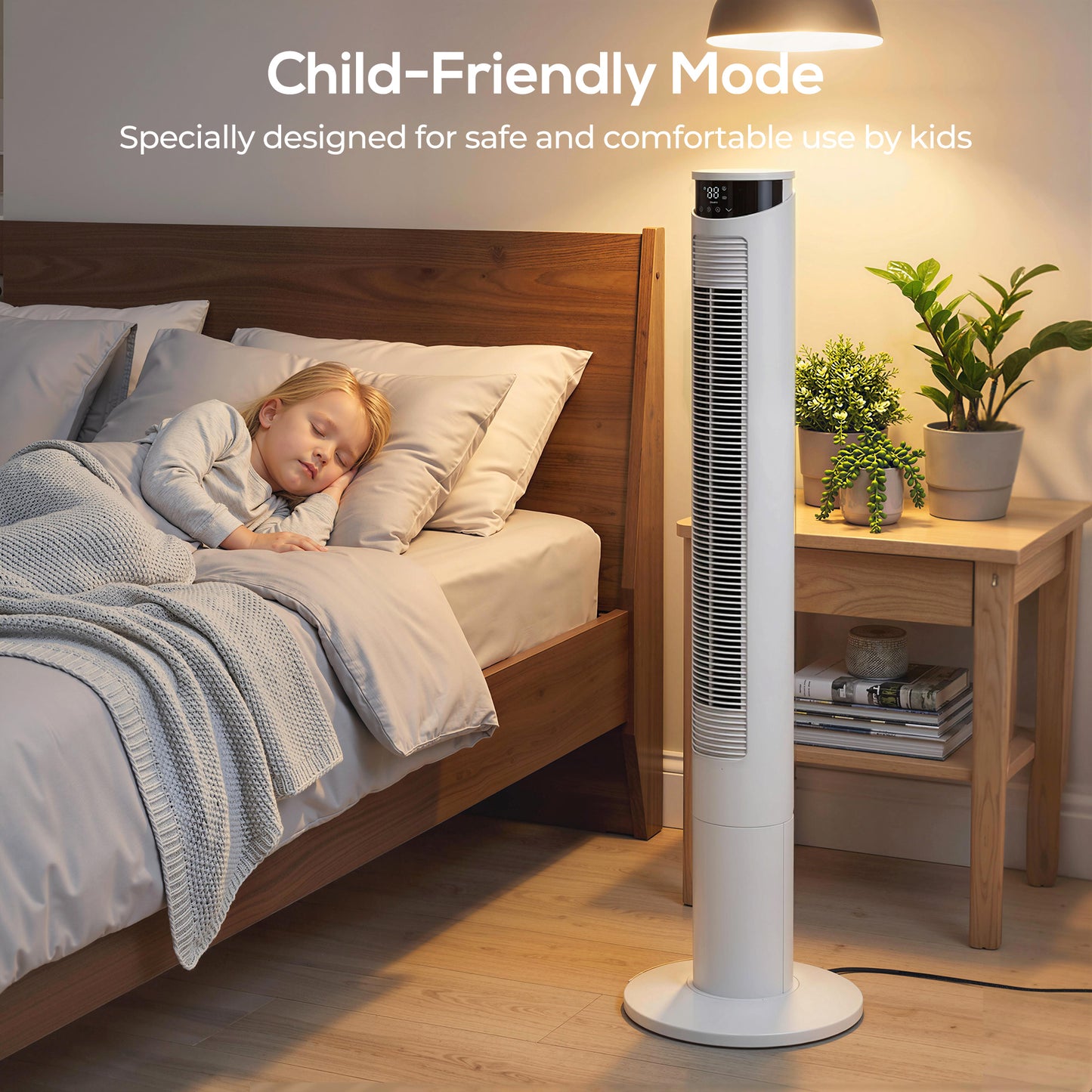 HOMCOM Smart WiFi Tower Fan With App Control Remote 116 cm Tall White Quiet Sleep Mode