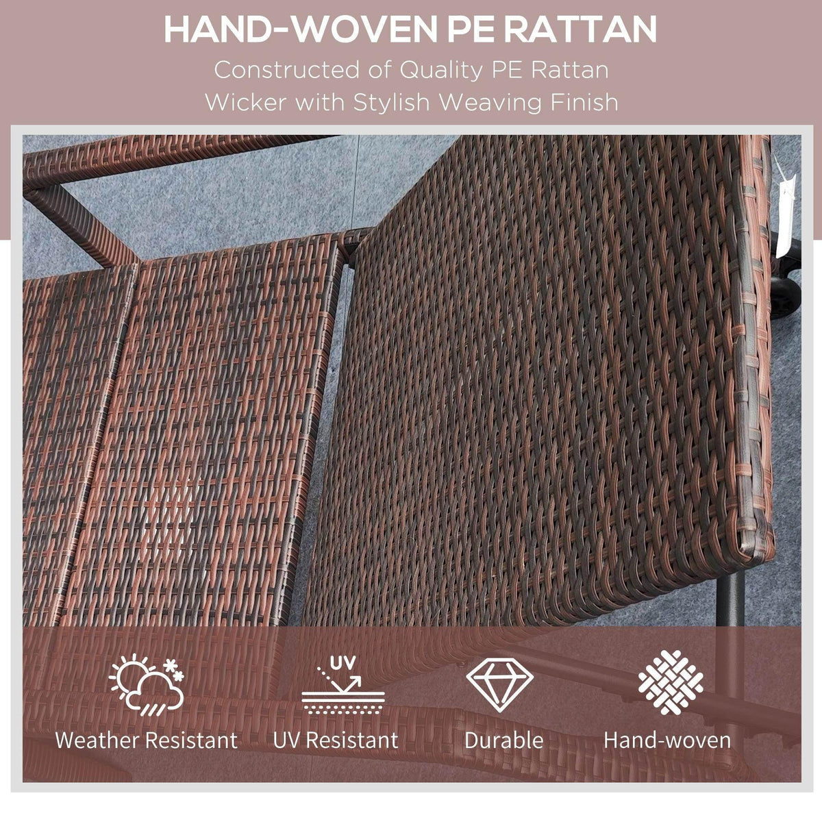 Hand-woven brown rattan backrest panel with close-up wicker texture