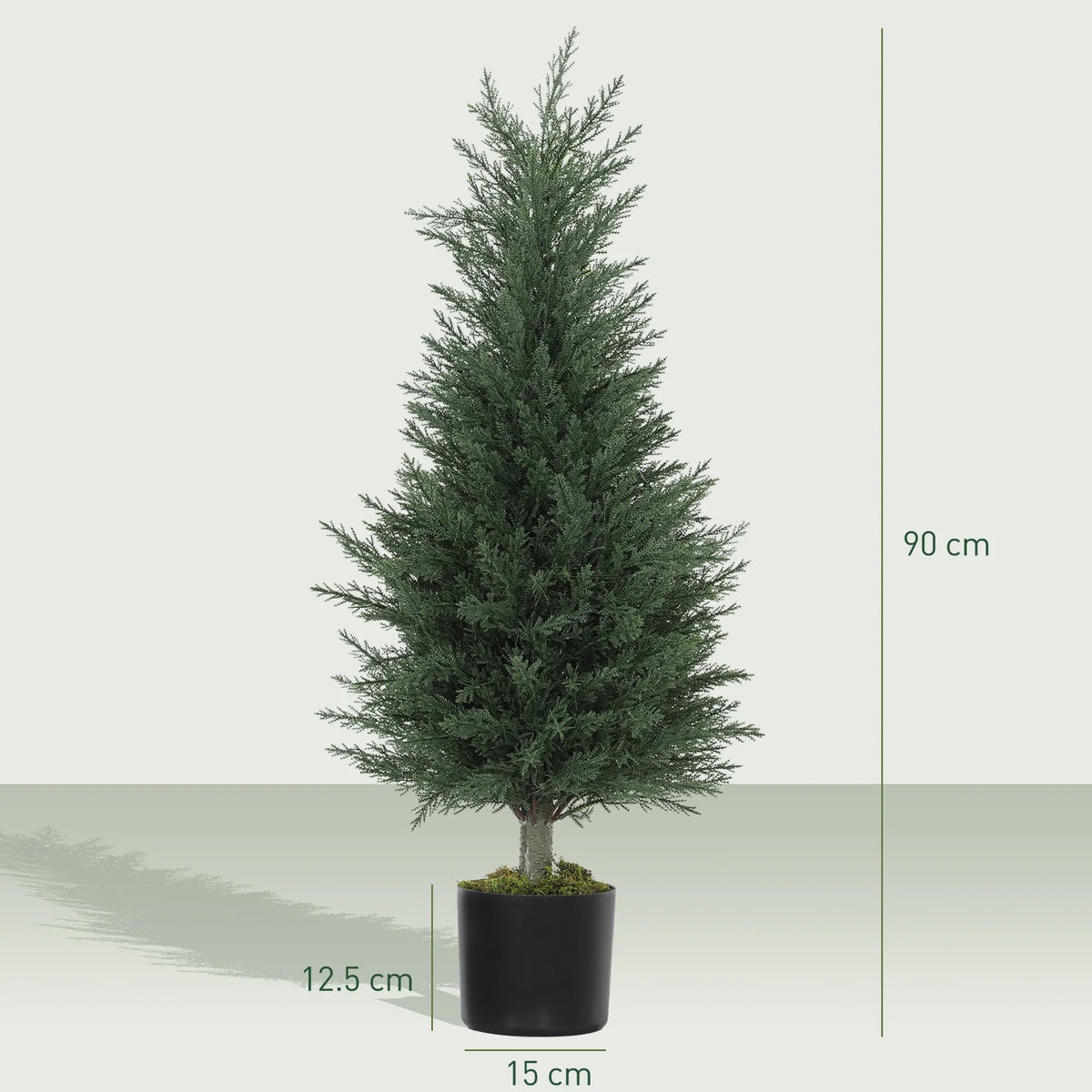 90 cm artificial cypress tree with dense green faux branches in black pot