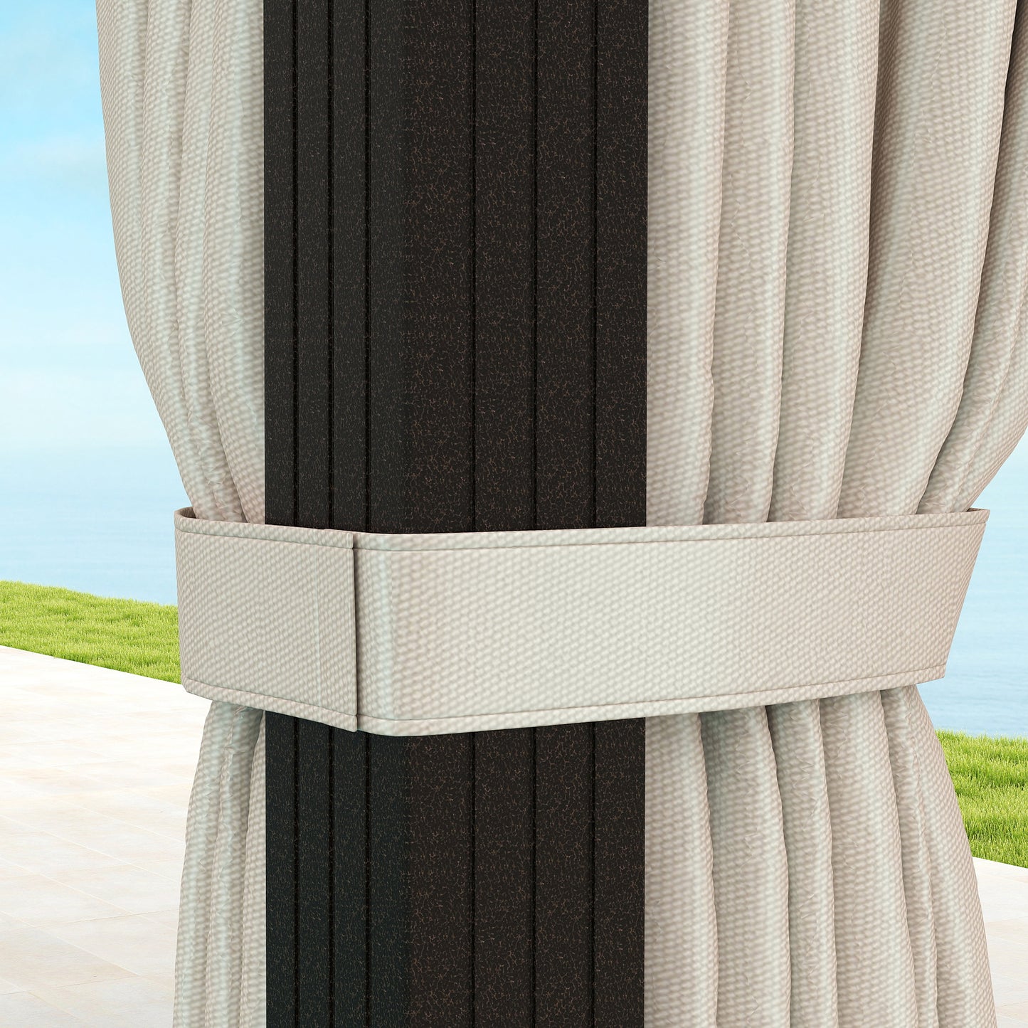 Outsunny 3 By 4m Hardtop Gazebo With UPF30 Polycarbonate Roof Aluminium Frame Mosquito Netting Curtains Beige Patio