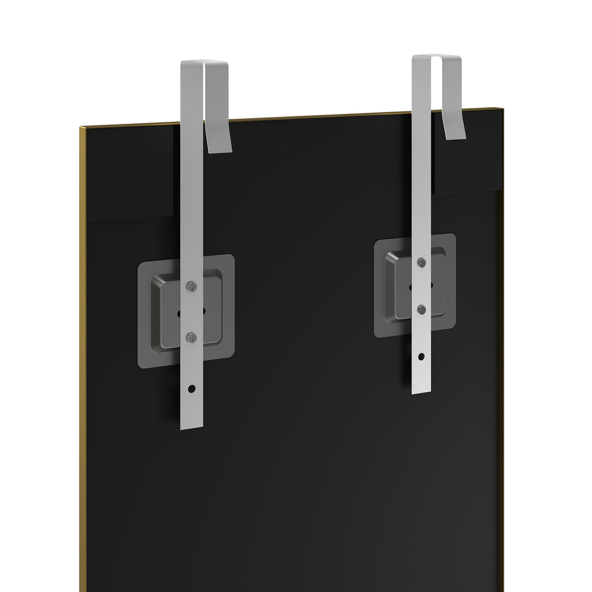 Adjustable mounting hooks for a full length mirror with gold-tone frame