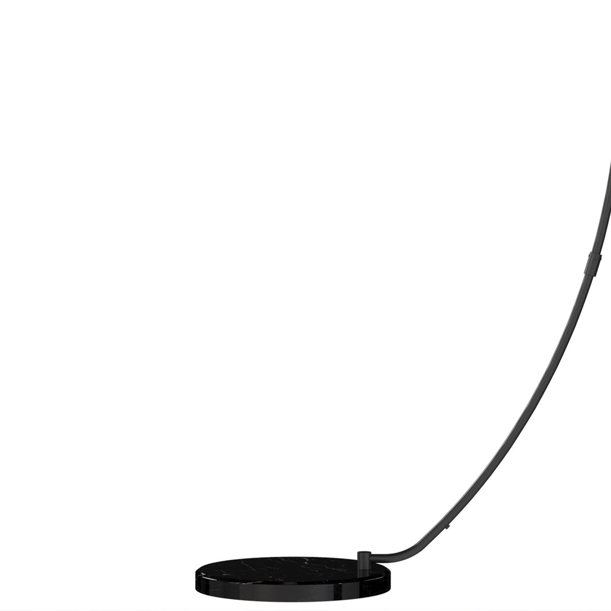 Black arc floor lamp base with power cable connection point