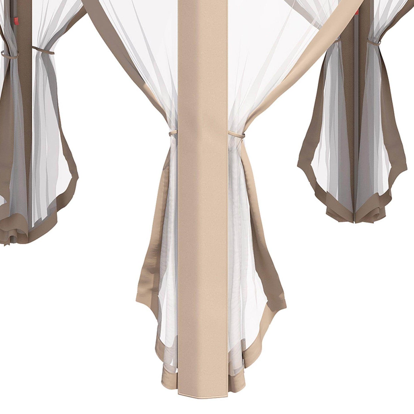 Outsunny Hexagon Pop Up Gazebo Outdoor Patio Gazebo Double Roof Instant Shelter with Netting, 3 x 4m, Khaki - ALL4U RETAILER LTD