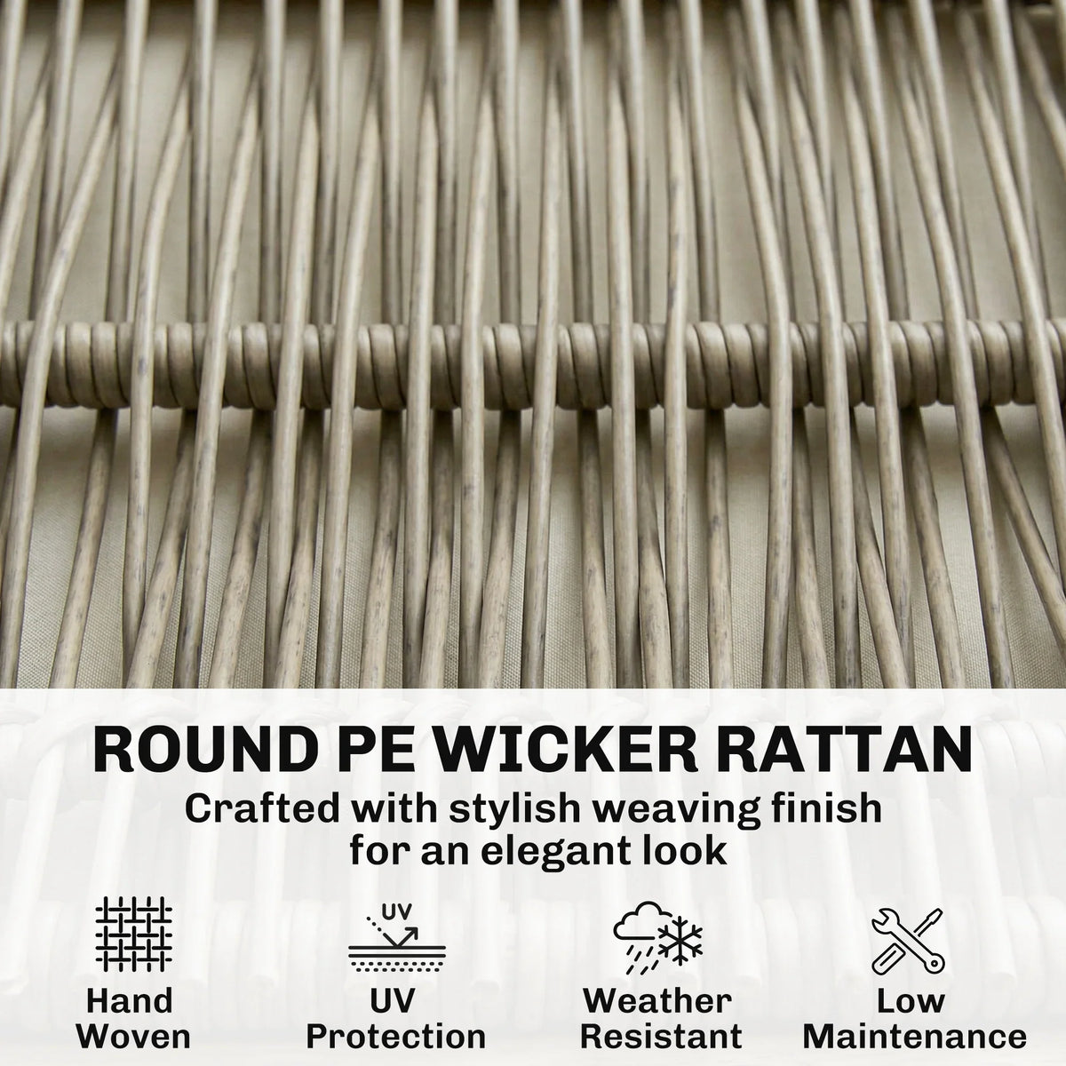 Round PE wicker rattan texture, tightly woven upholstery material