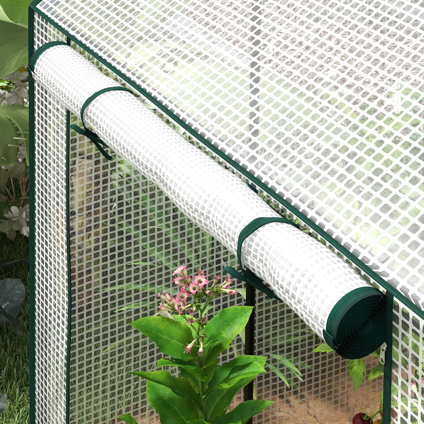 Outsunny Green House Mini Greenhouse With Two Roll Up Doors Vent Holes And Reinforced Cover 100 X 80 X 150cm