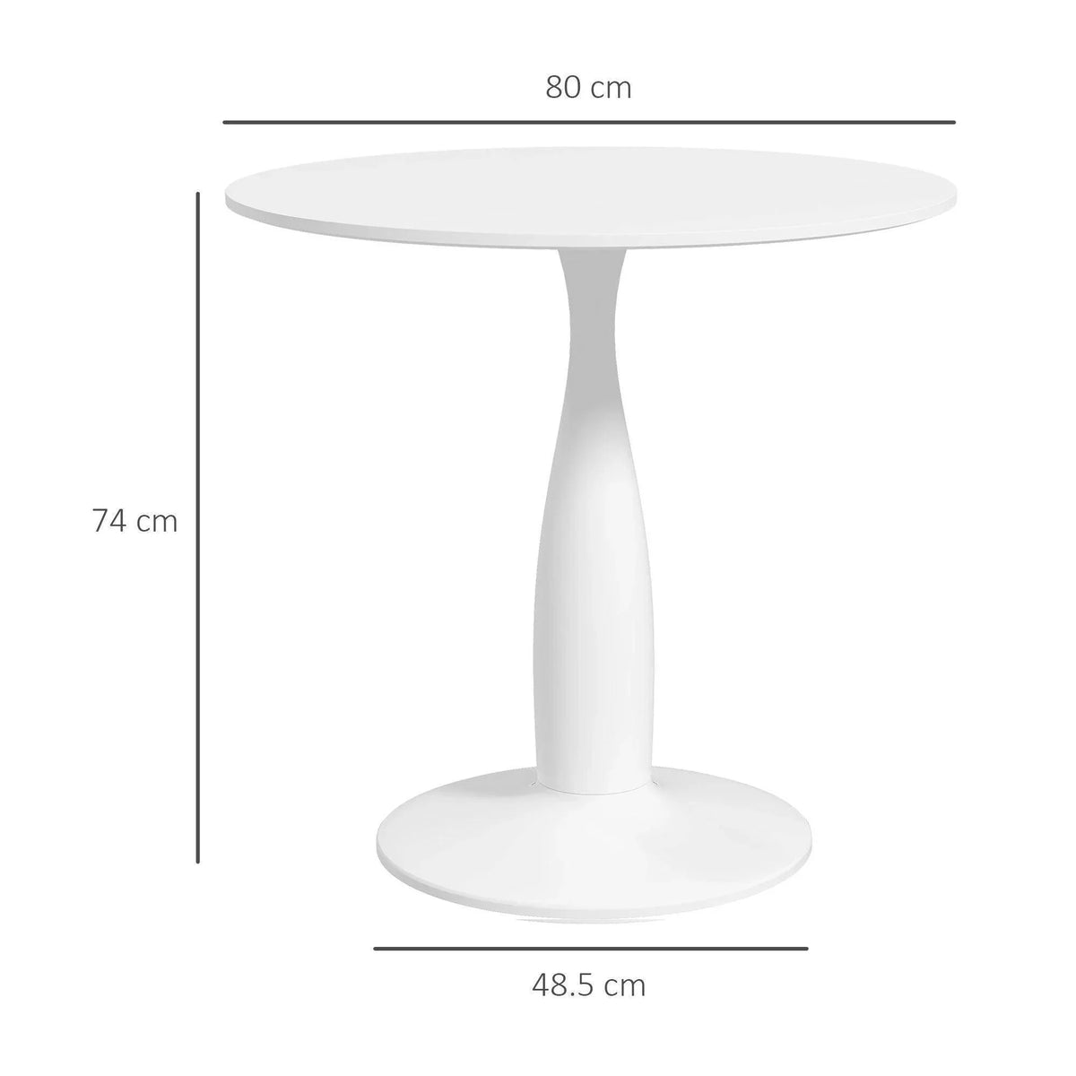White round table with central pedestal base, 80 cm diameter