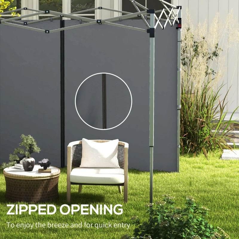 Light grey side panel with round zipper opening for gazebo entry