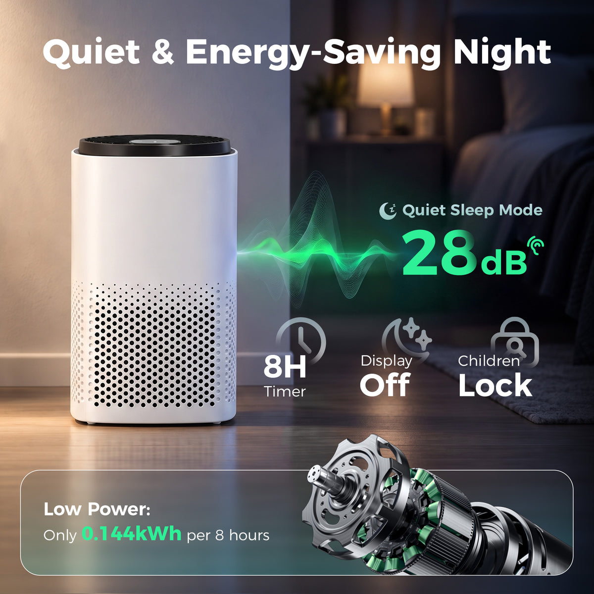 Smart Air Purifier With HEPA Filter For Home App Voice Control