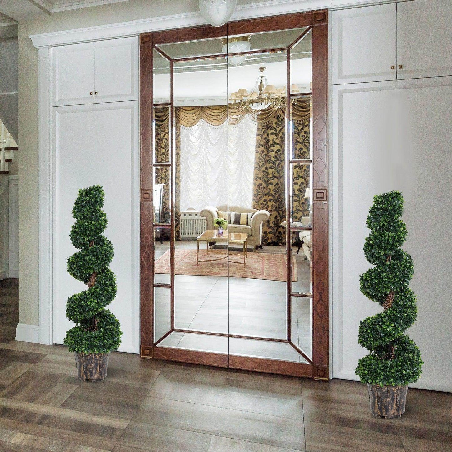 Outsunny 120cm Artificial Boxwood Spiral Topiary Trees – 2 Pack - ALL4U RETAILER LTD