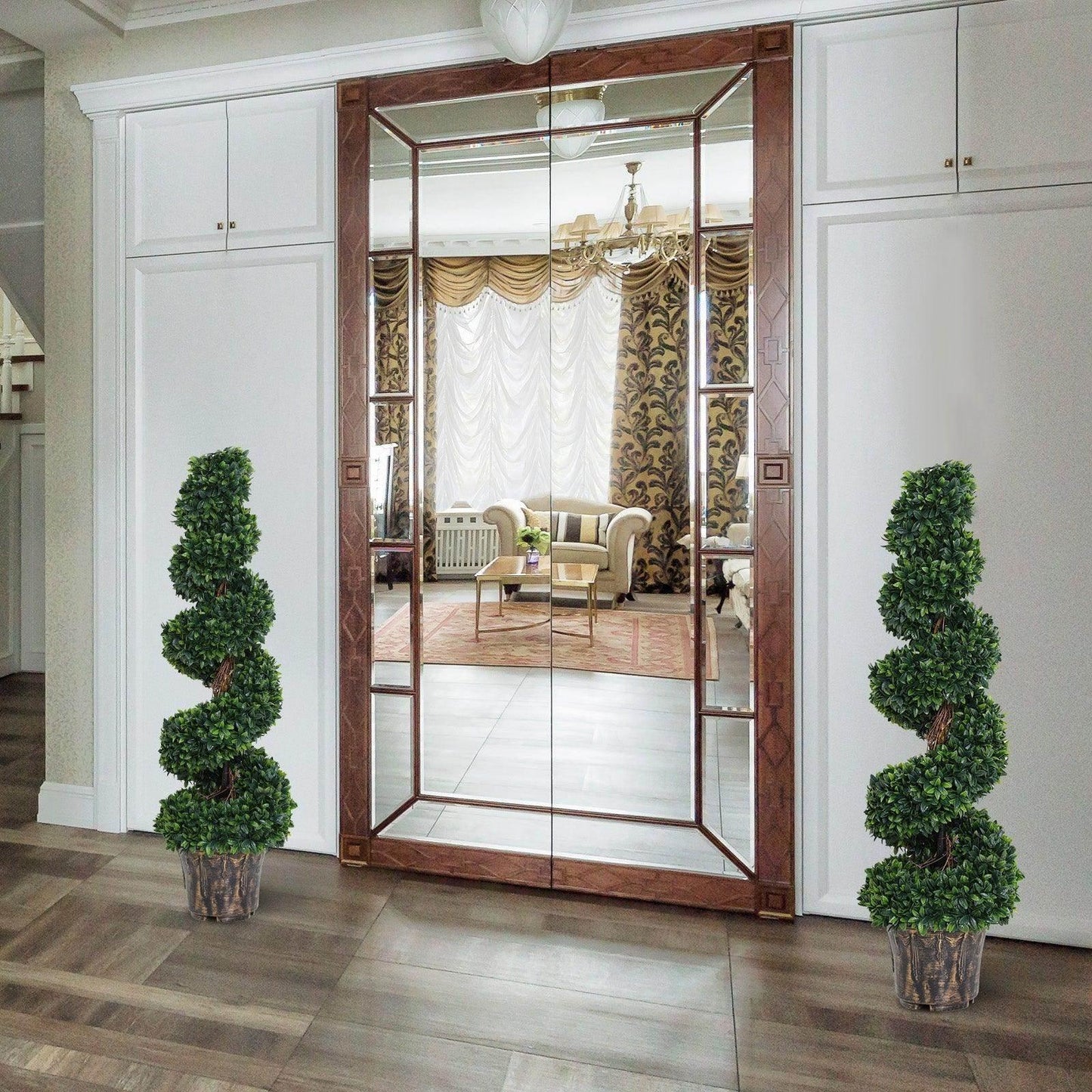 Outsunny 120cm Artificial Boxwood Spiral Topiary Trees – 2 Pack - ALL4U RETAILER LTD