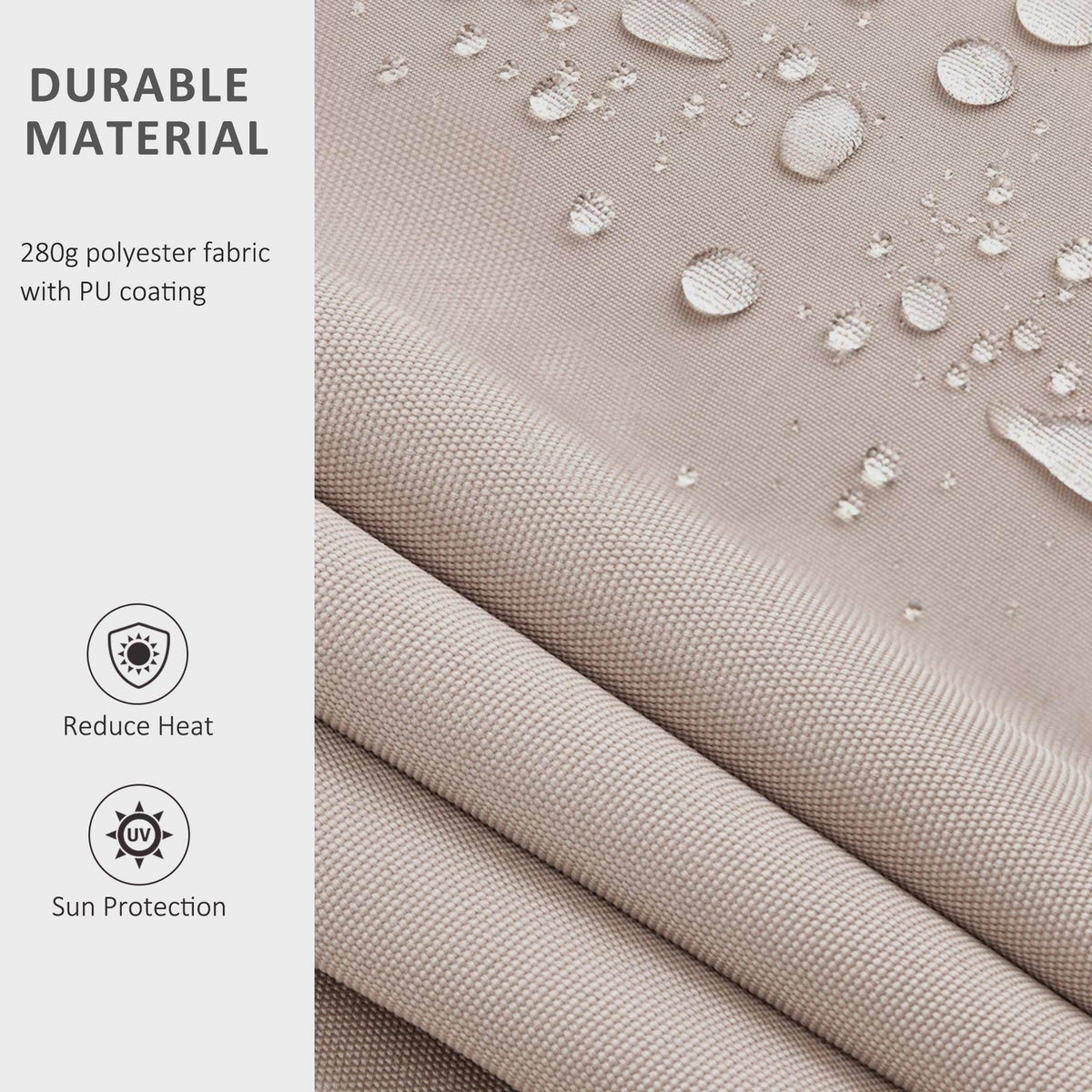 Cream polyester awning fabric with PU coating, textured surface for sun protection
