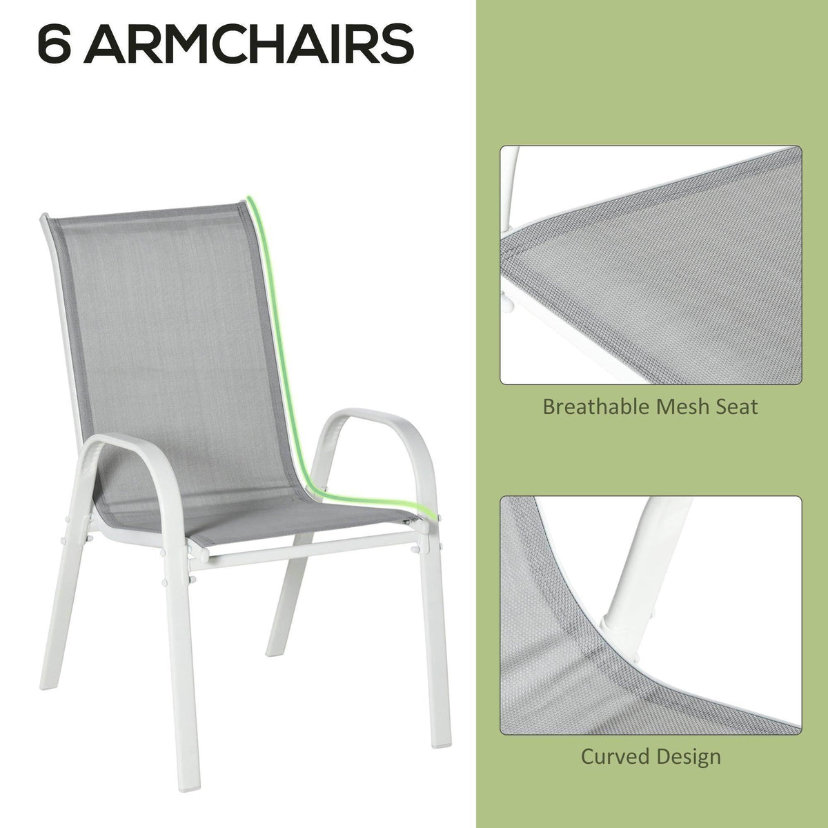 White armchair with breathable gray mesh seat and curved backrest