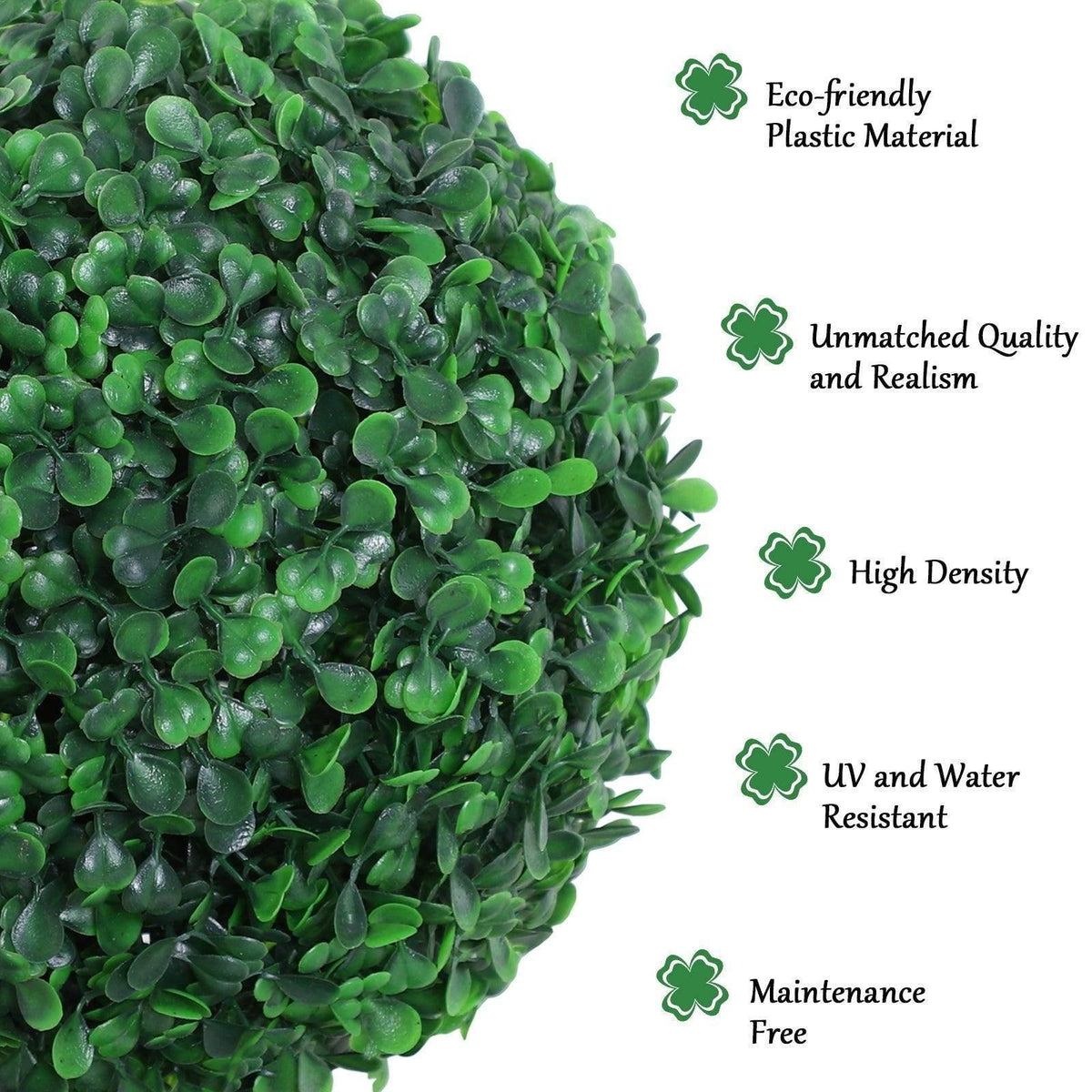 Green artificial boxwood foliage cluster with dense rounded leaves, UV water resistant