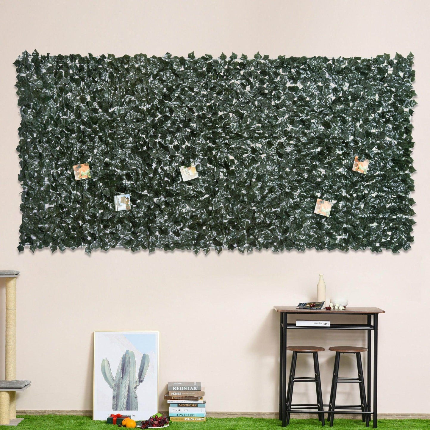 Outsunny Artificial Leaf Screen Panel - 3x1.5m, Dark Green - ALL4U RETAILER LTD