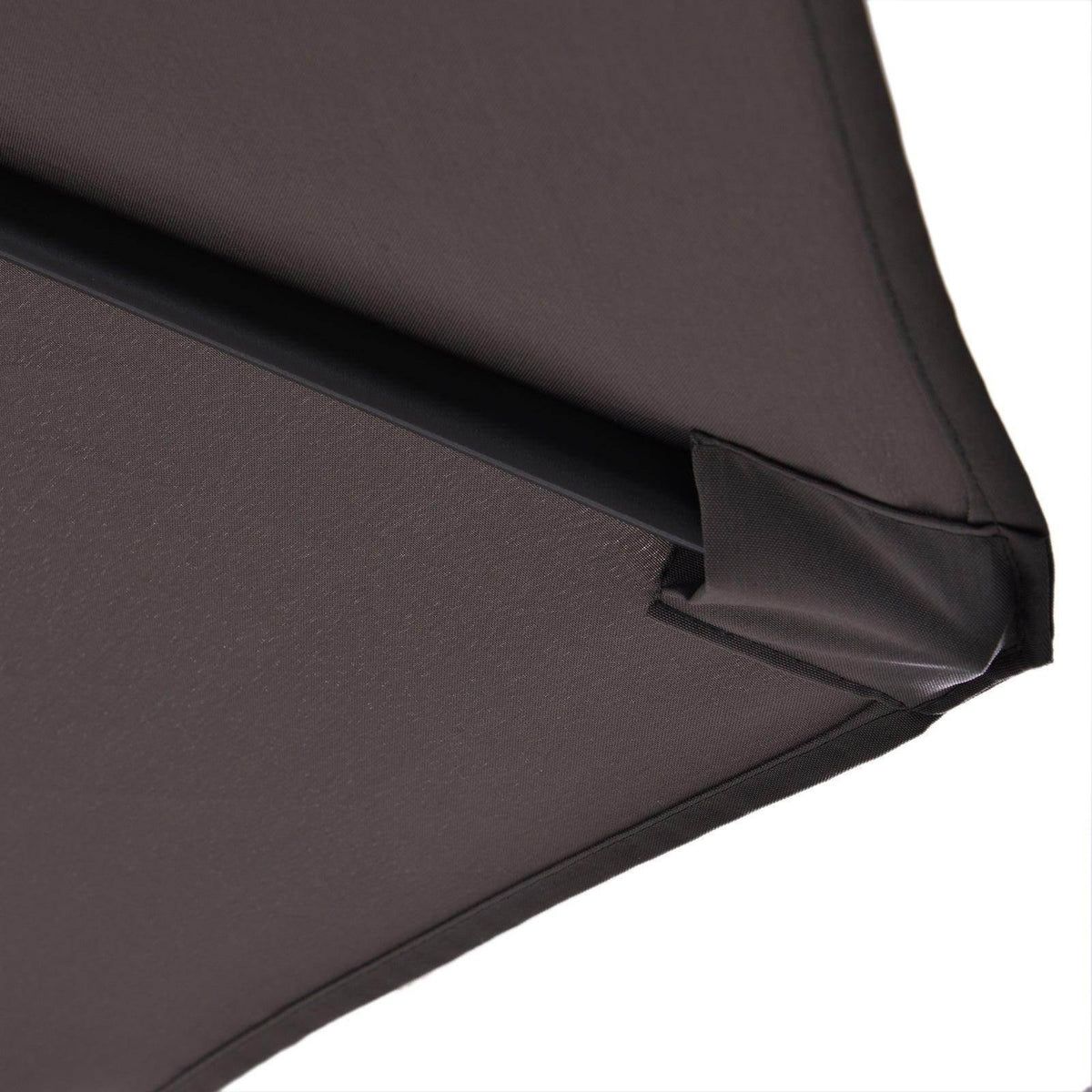 Grey parasol umbrella canopy corner with reinforced edge and hanging drape