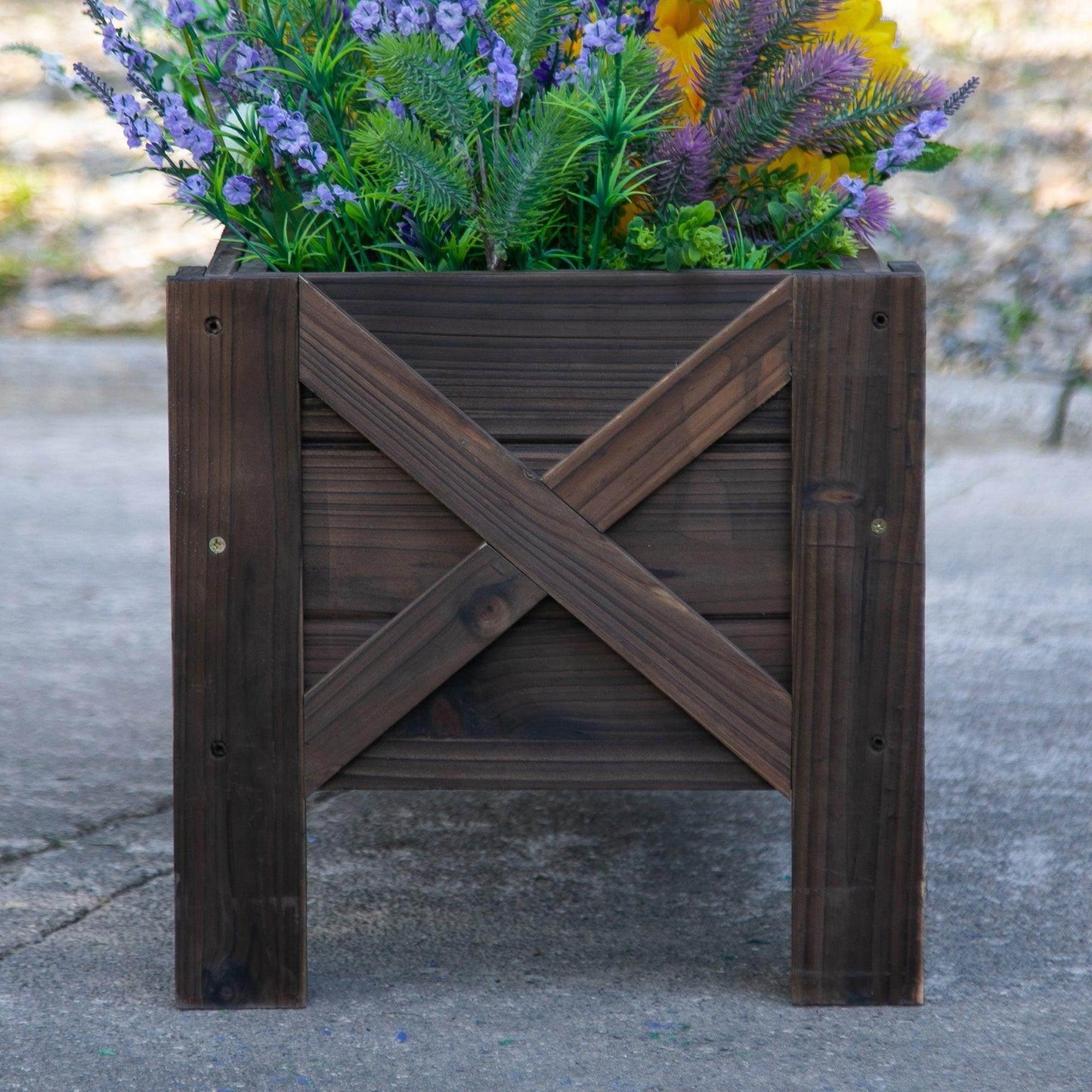 Outsunny Fir Wood Planter | Outdoor Flower Veg Pot | 60x36.5x36 cm - ALL4U RETAILER LTD