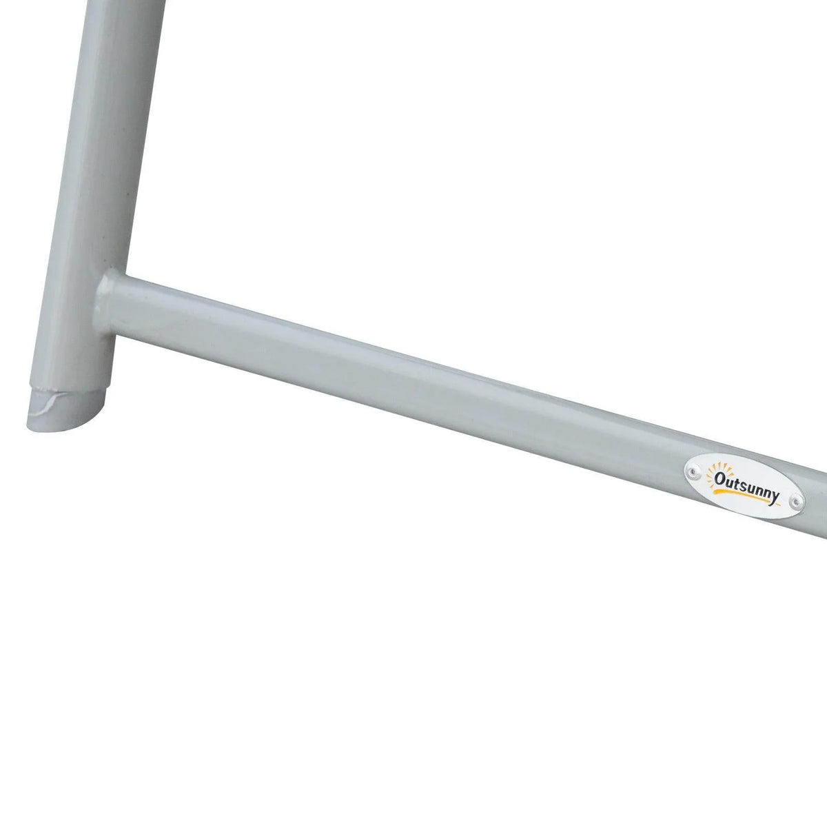 Outsunny logo on light gray folding arm of a gray padded reclining lounger